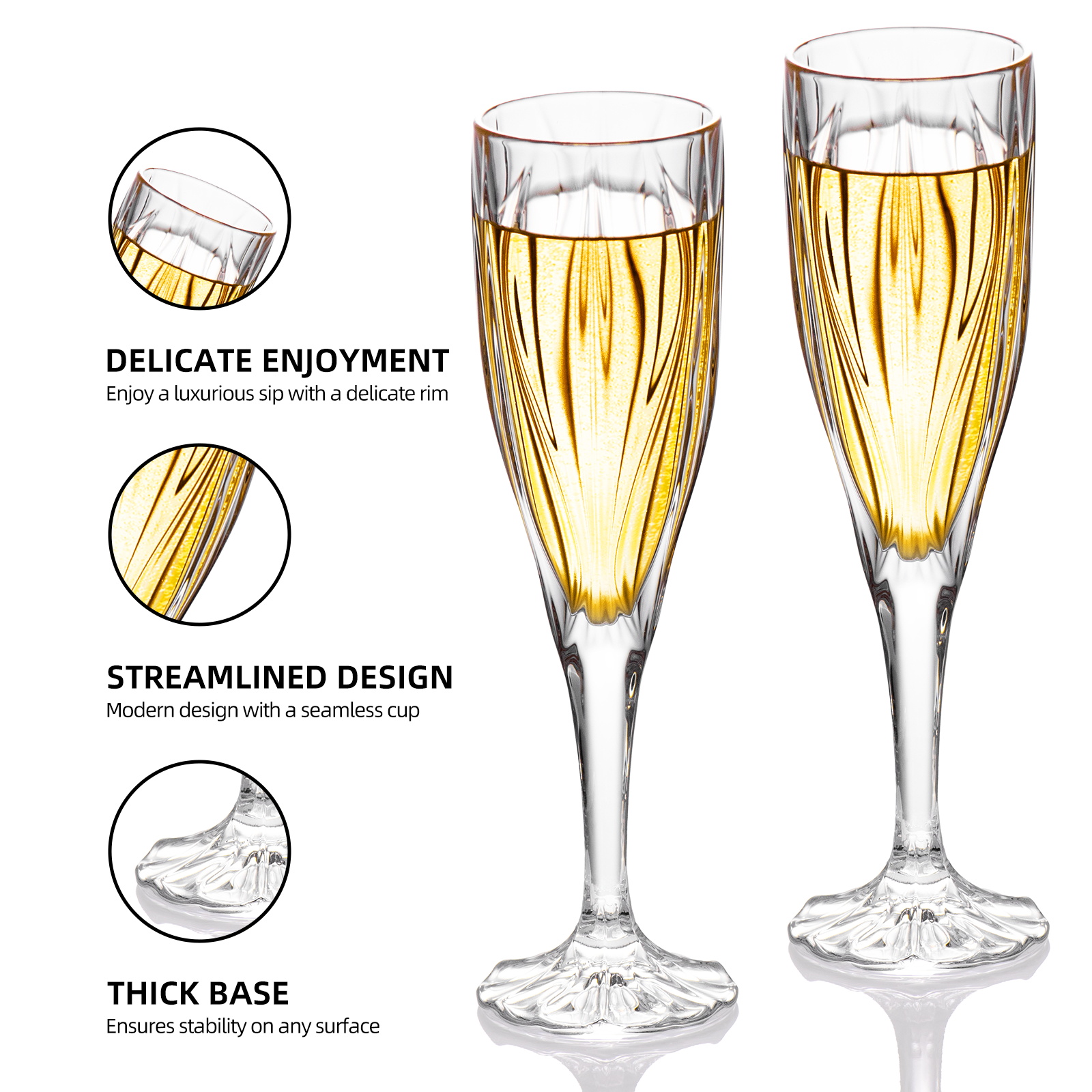 KAMMAK Crystal Champagne Flutes – Set of 2
