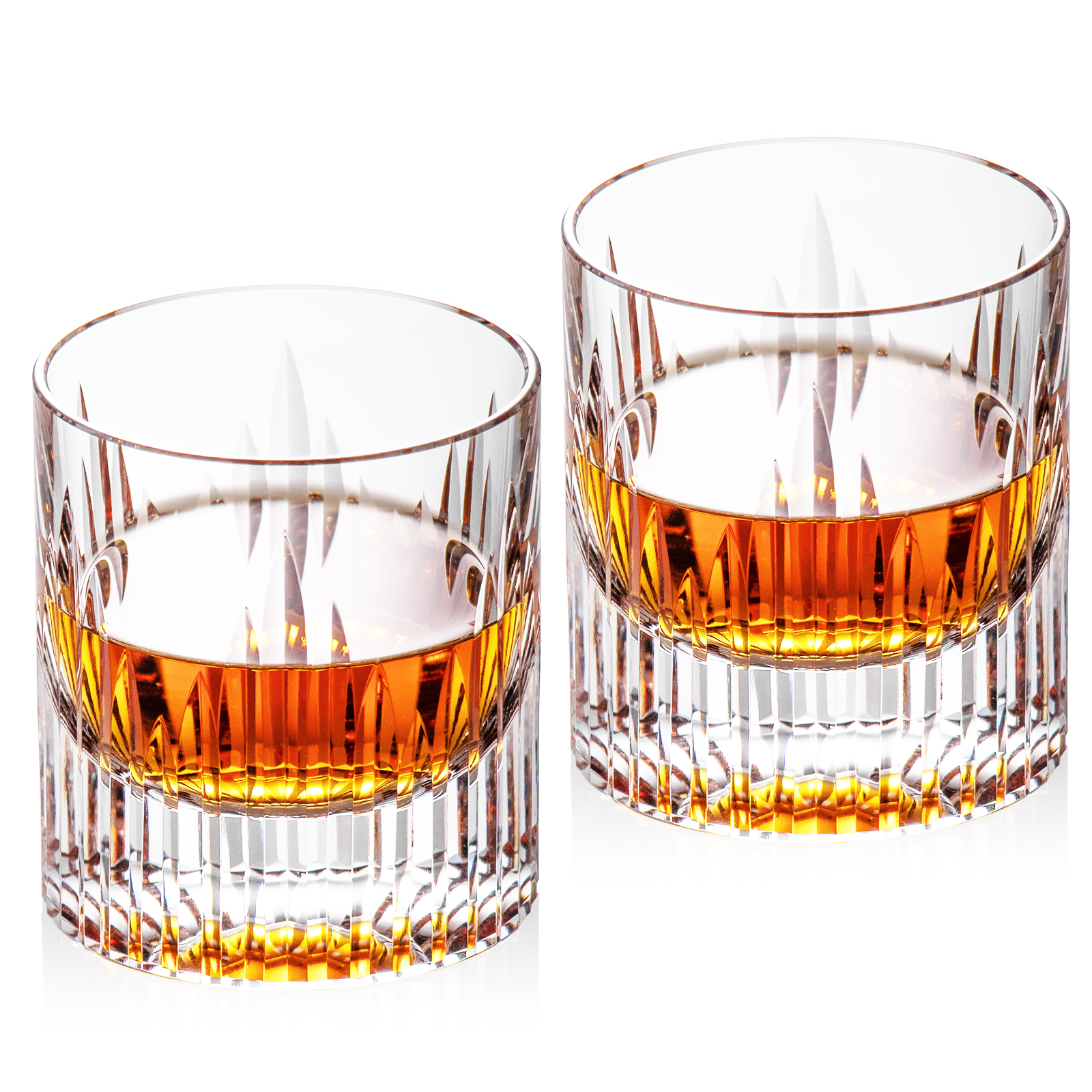 KAMMAK Crystal Whiskey Glasses – Ribbed Fluted Crystal