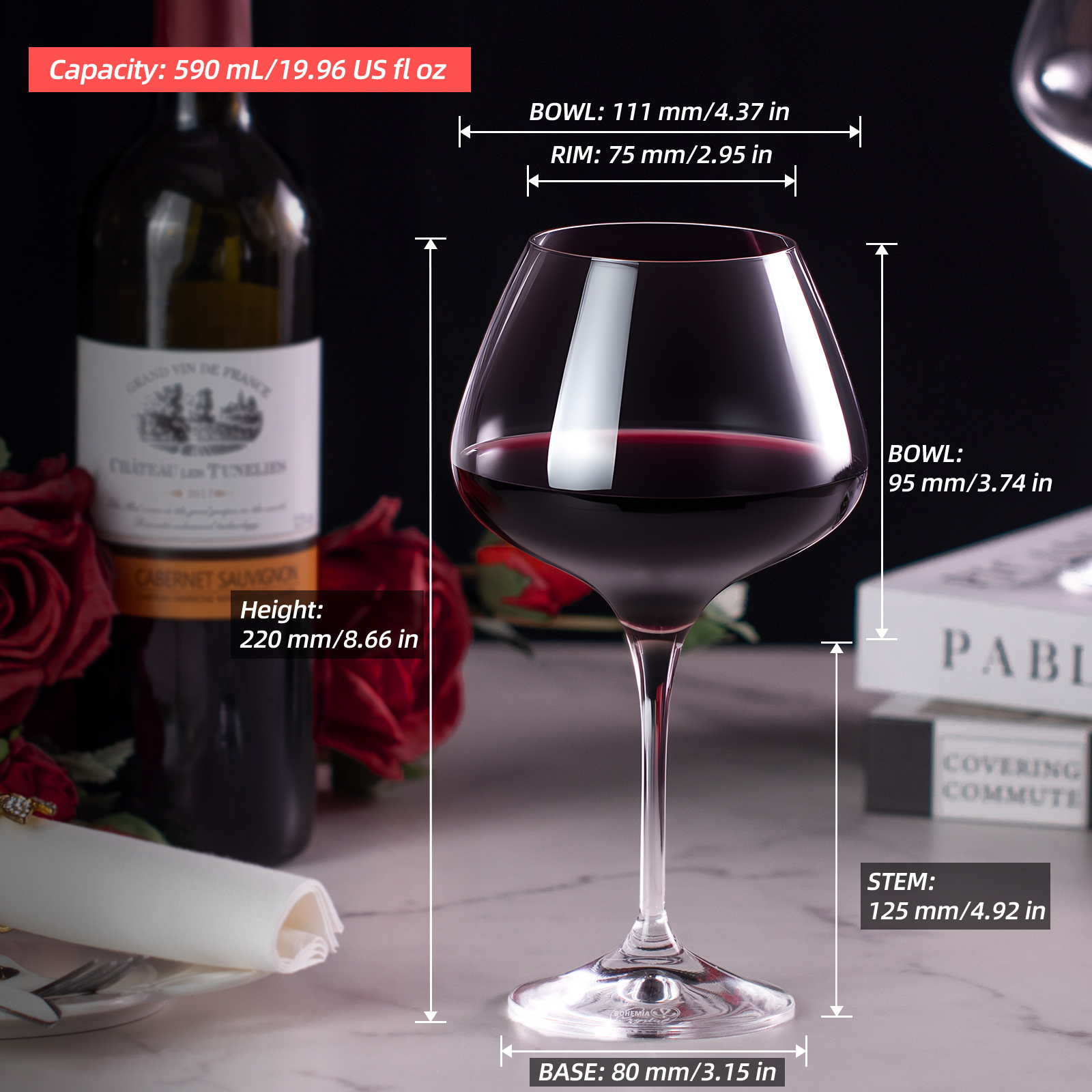 KAMMAK Red Wine Glasses – ergonomic wide rim, clear sturdy glass