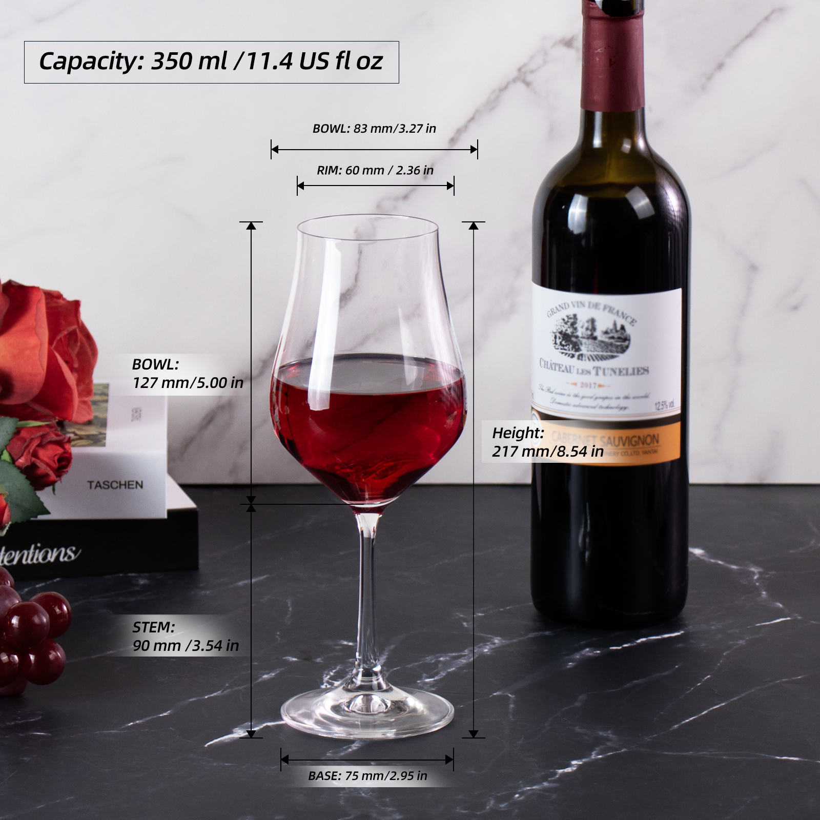 KAMMAK Red Wine Glasses – Clear Glass