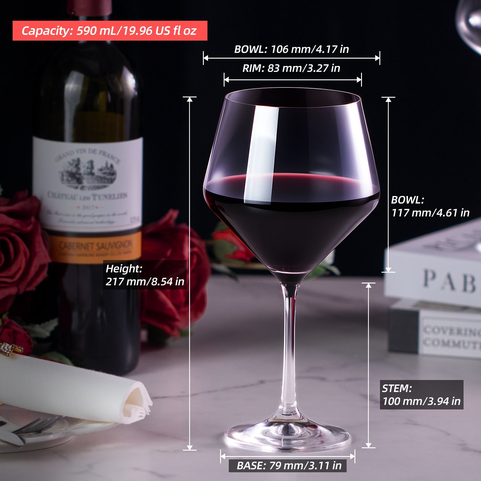 KAMMAK Red Wine Glasses – ergonomic wide rim, clear sturdy glass