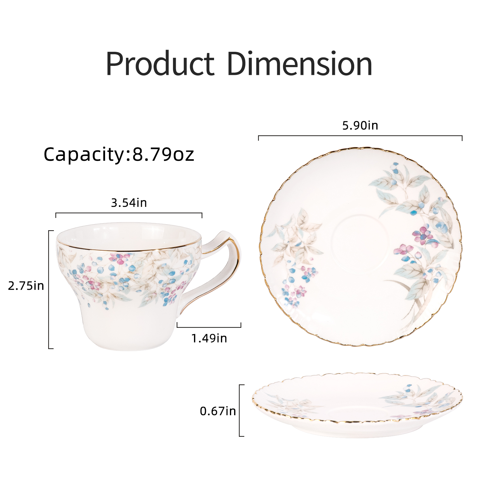KAMMAK Ceramic Tea Cup and Saucer Set – Elegant Vintage Porcelain