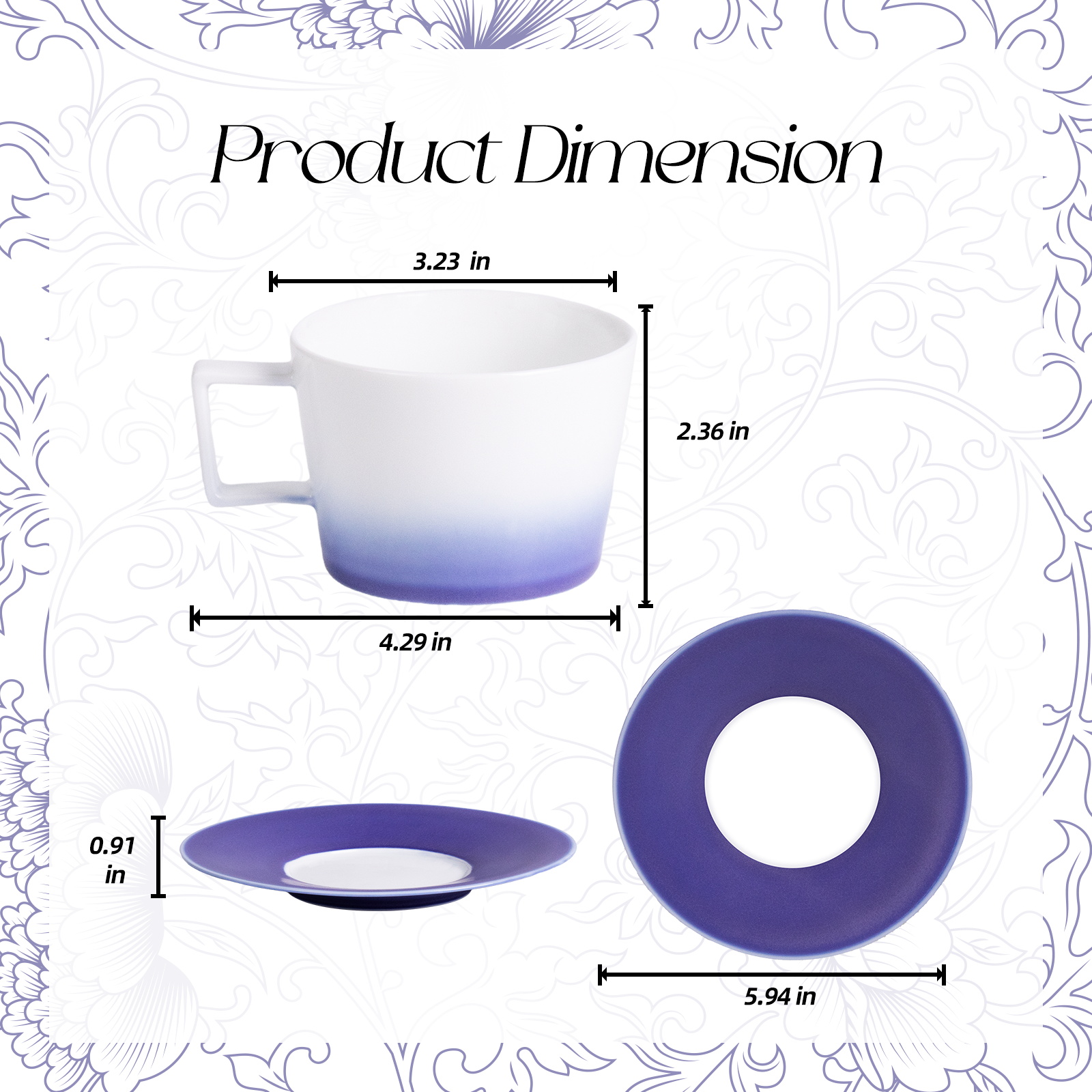 KAMMAK Porcelain Coffee Cups and Saucers – Handmade Ceramic Gift Set