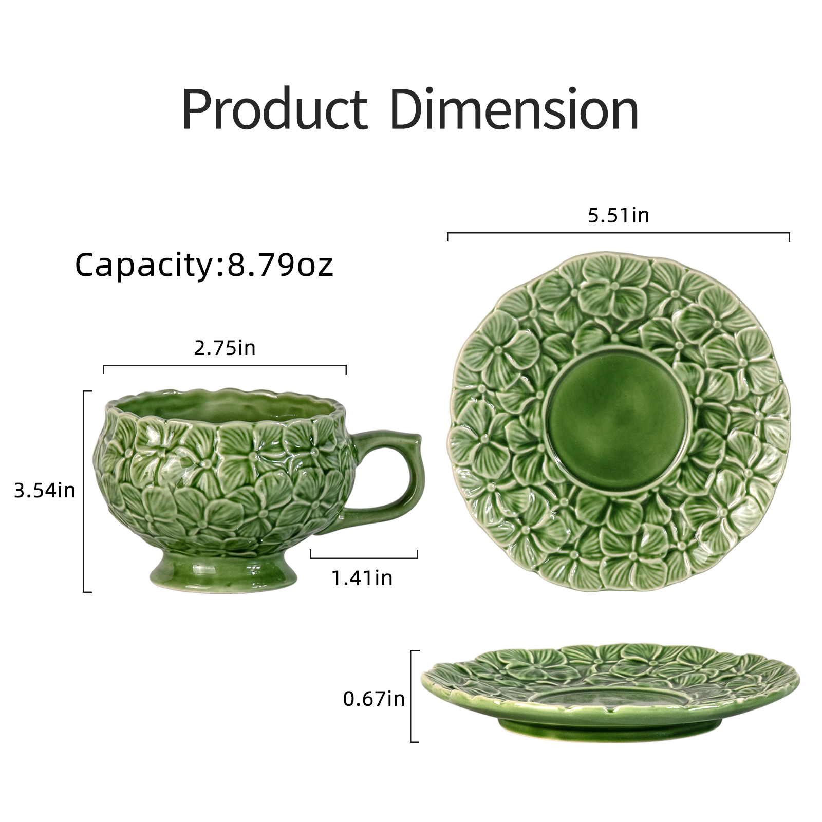 KAMMAK Ceramic Tea Cup & Saucer Set - Vintage-Inspired Porcelain