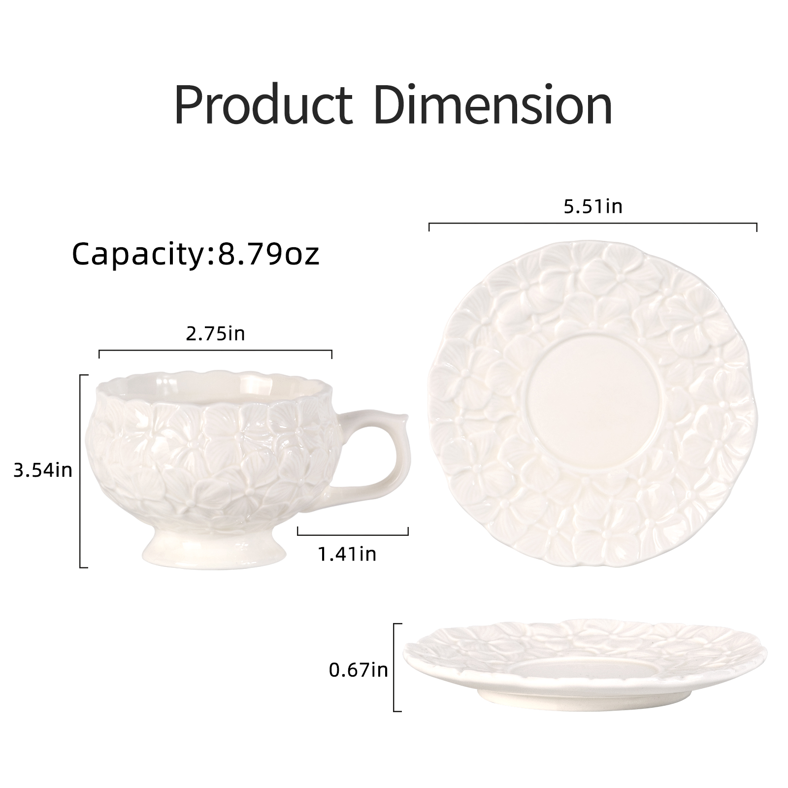 KAMMAK Ceramic Tea Cup & Saucer Set - Vintage-Inspired Porcelain