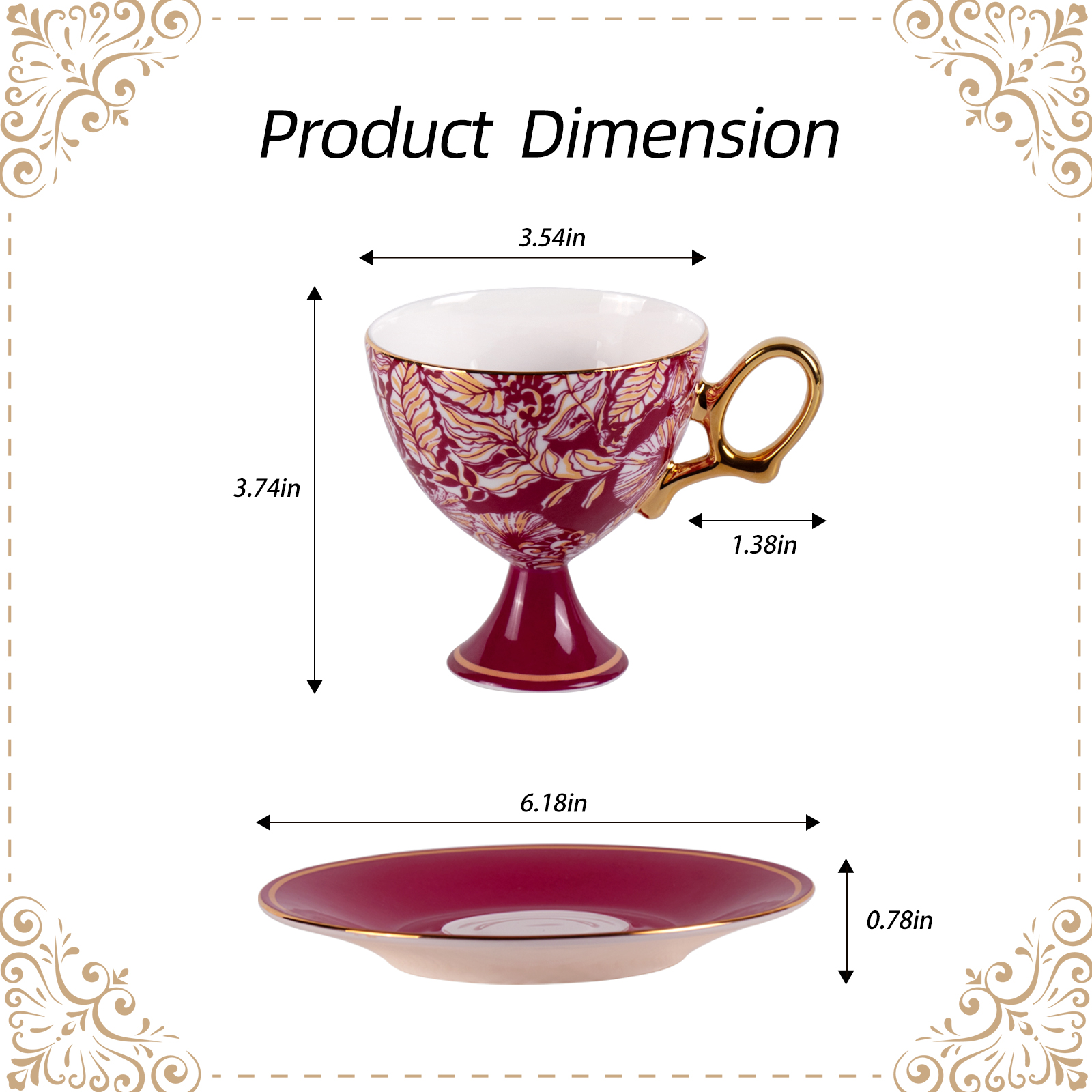 KAMMAK Porcelain Tea Cup and Saucer Set