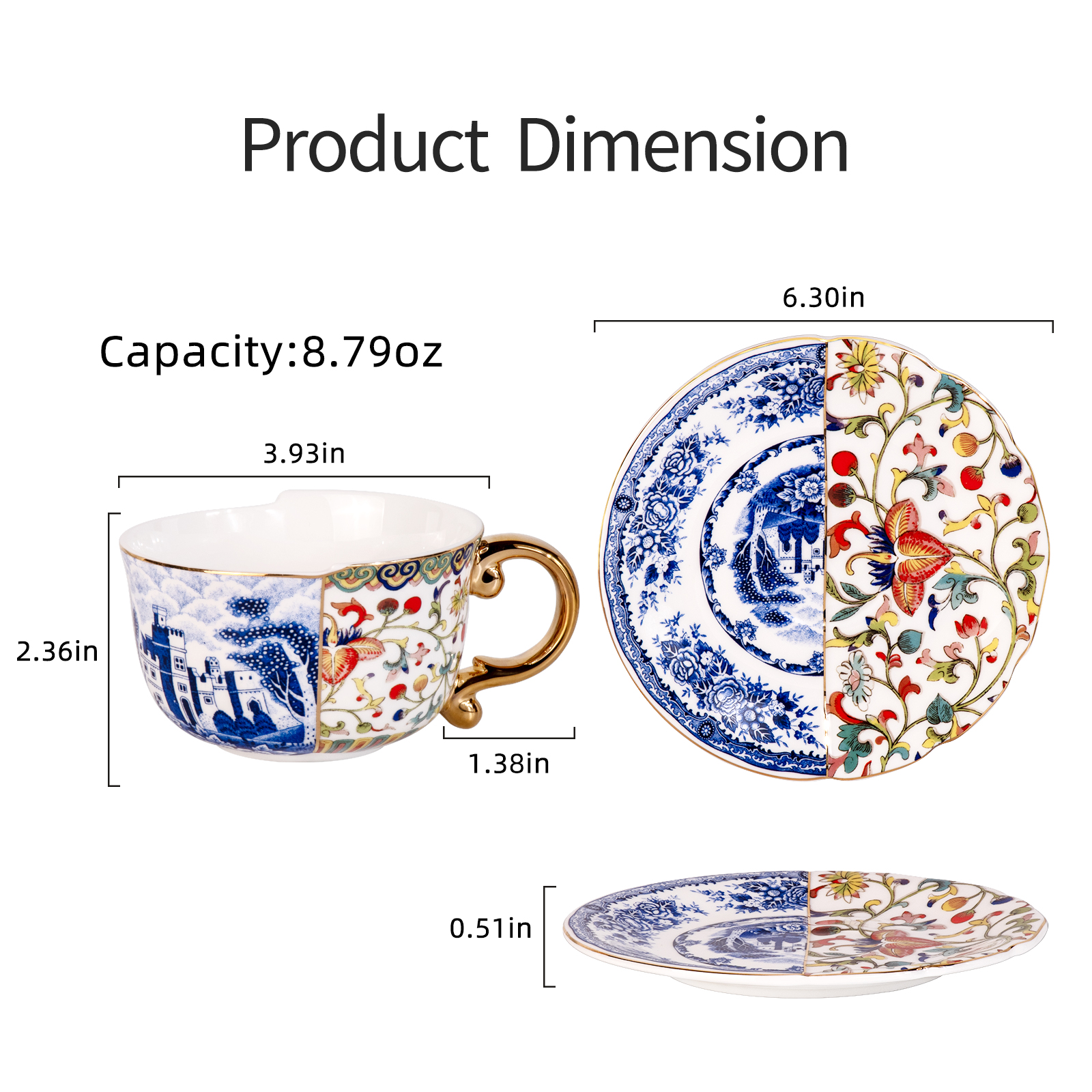 KAMMAK Premium Bone China Tea Cup and Saucer Set