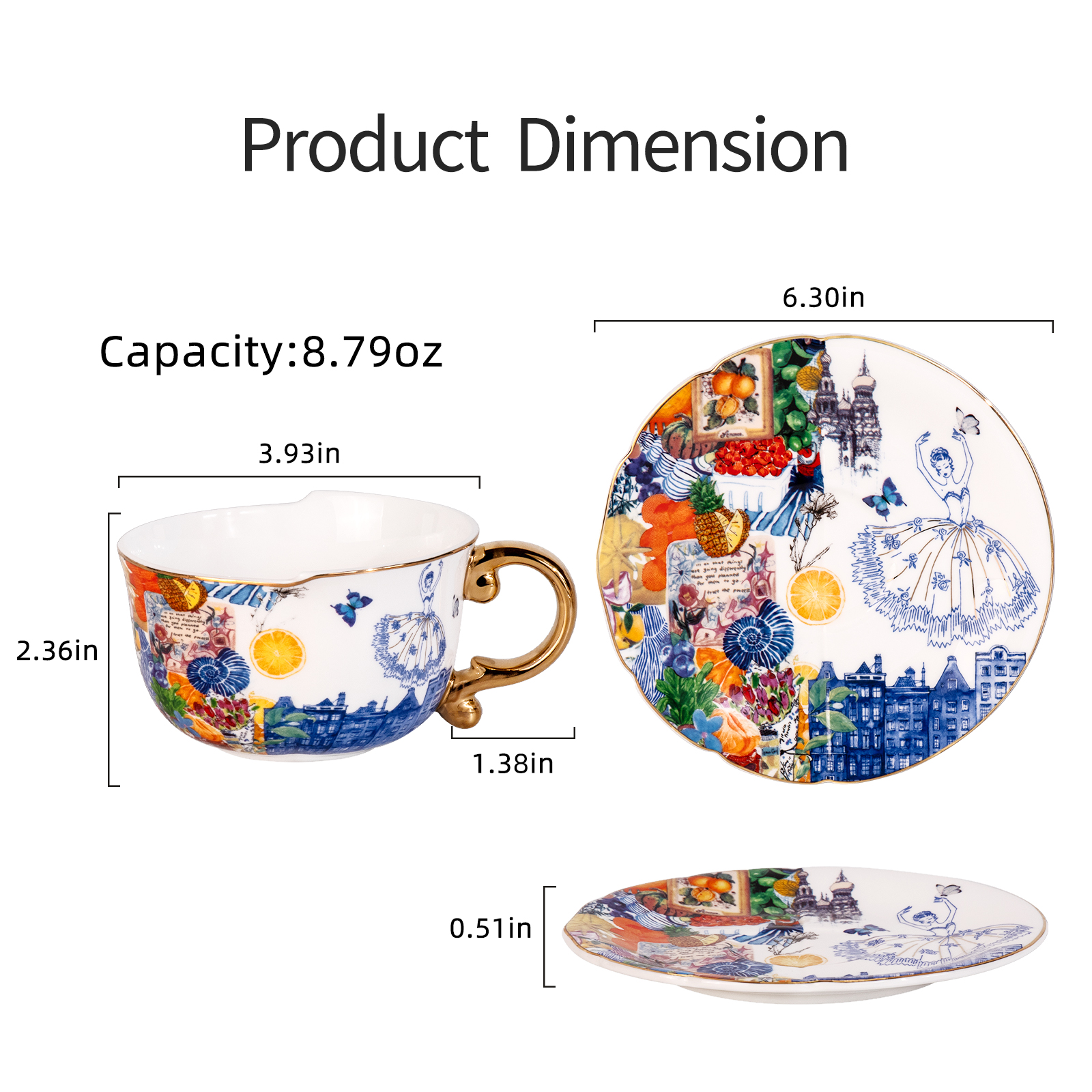 KAMMAK Premium Bone China Cup and Saucer Set