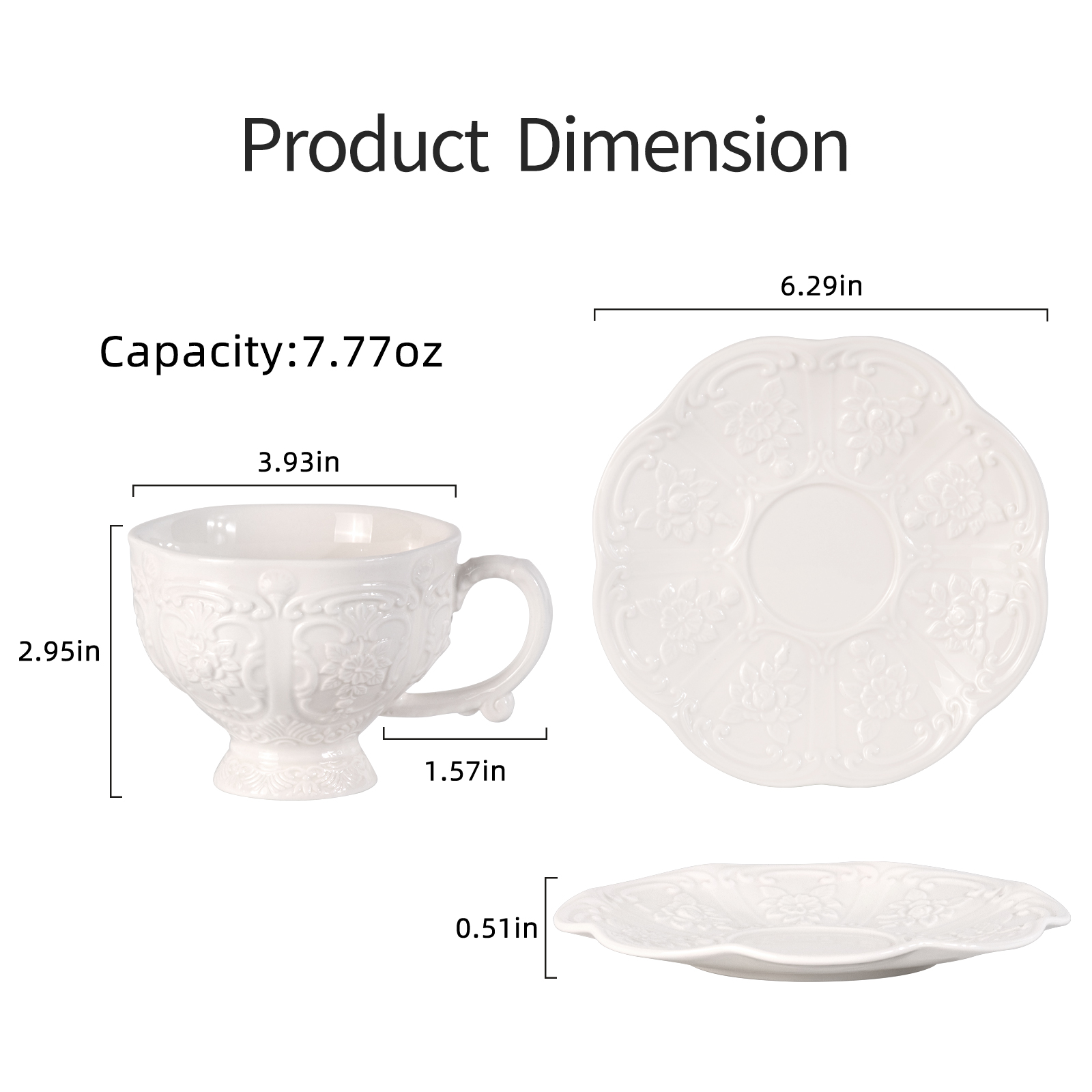KAMMAK Vintage-Inspired Porcelain Tea Cup & Saucer Set