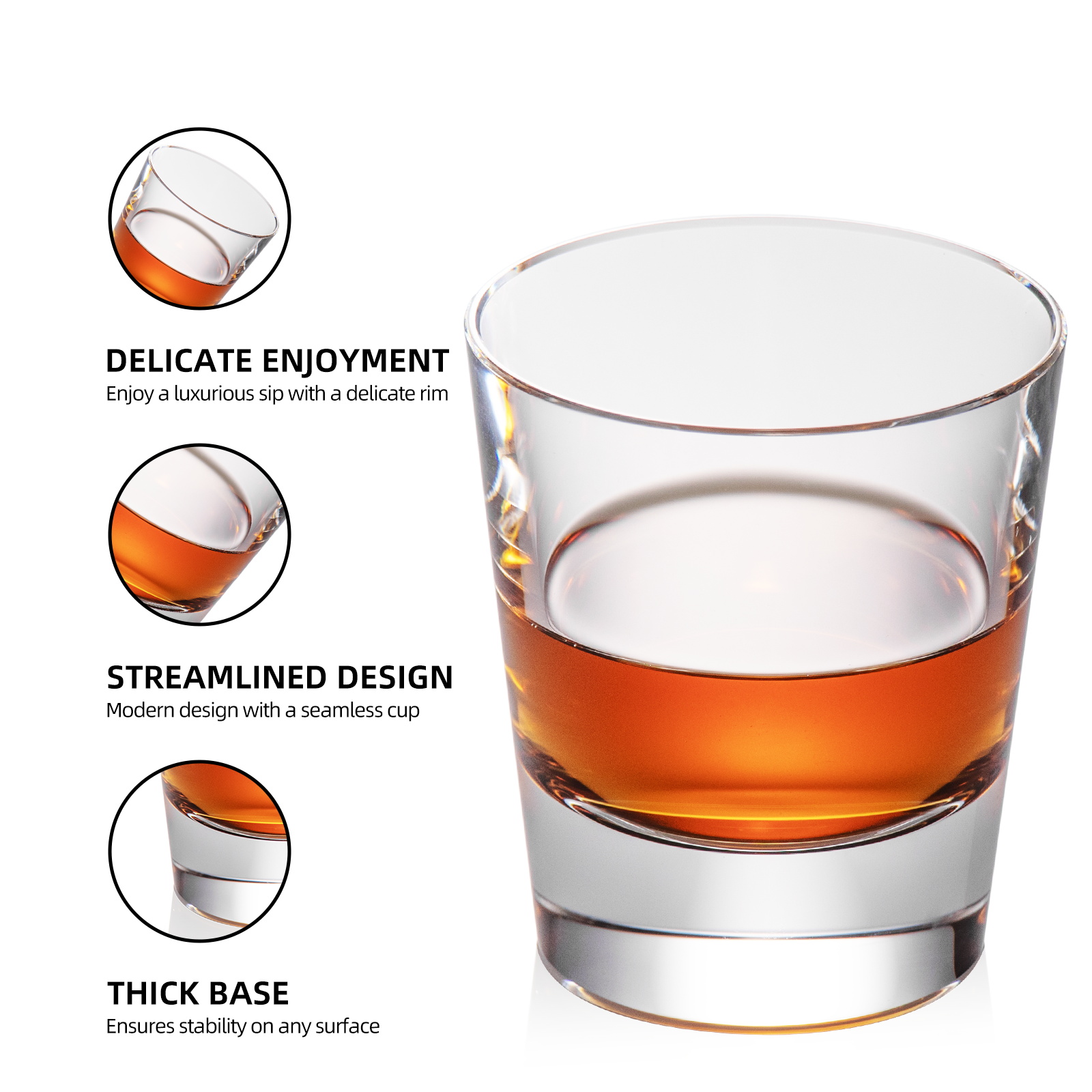 KAMMAK Premium Lead-Free Crystal Whiskey Glasses