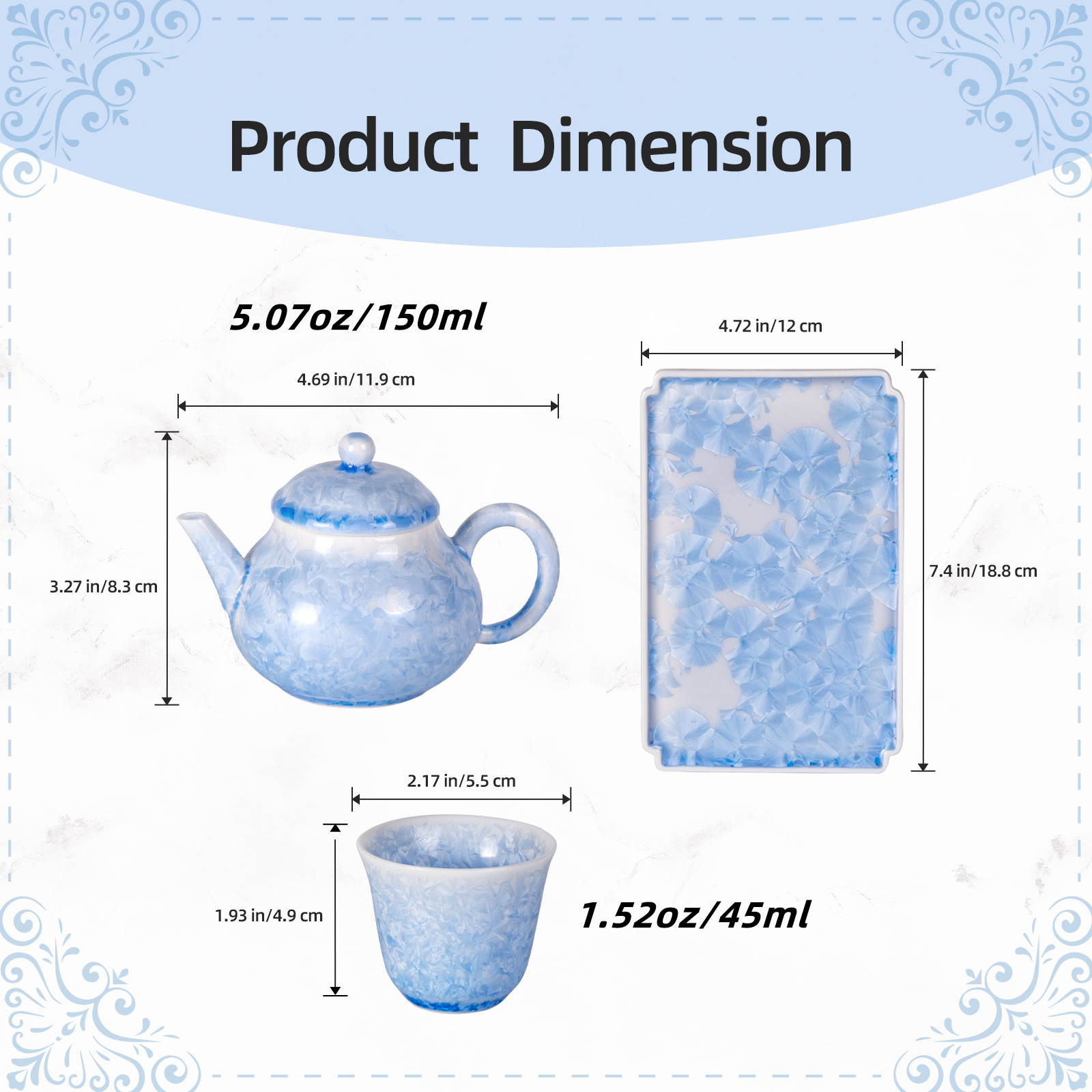 KAMMAK Porcelain Crystal-Glaze Teapot and Teacup Set
