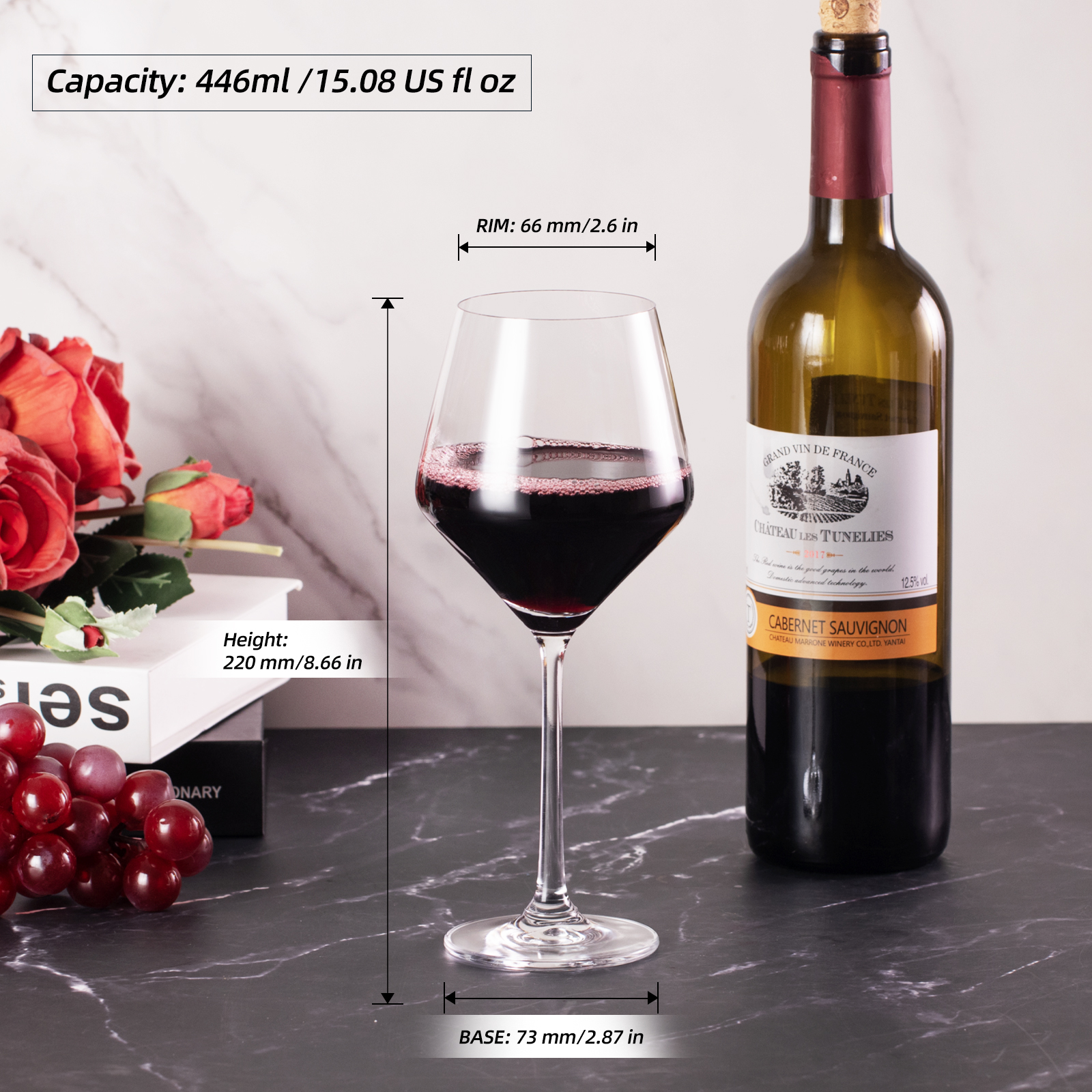 KAMMAK Red Wine Glasses Set for Home Bar & Gift