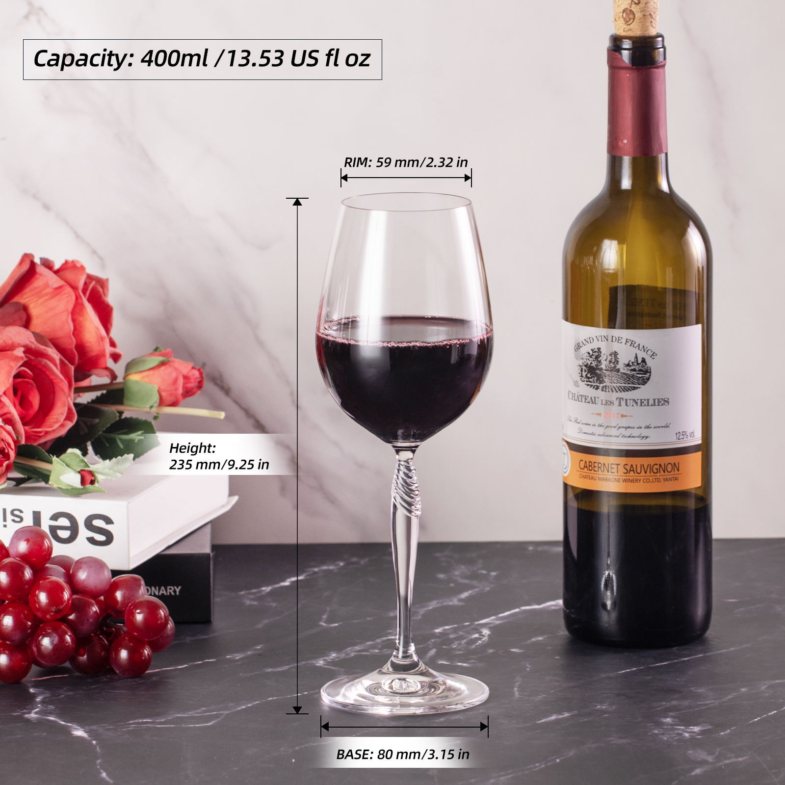 KAMMAK Crystal Red Wine Glasses - Bordeaux Glass Set