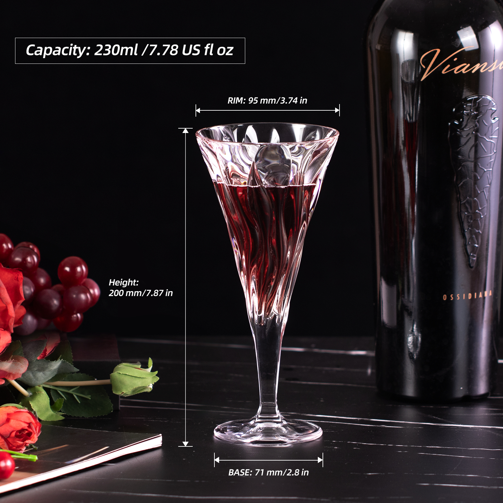 KAMMAK Crystal Wine Glasses – Large Bowl, Elegant Stem, Clear Transparency