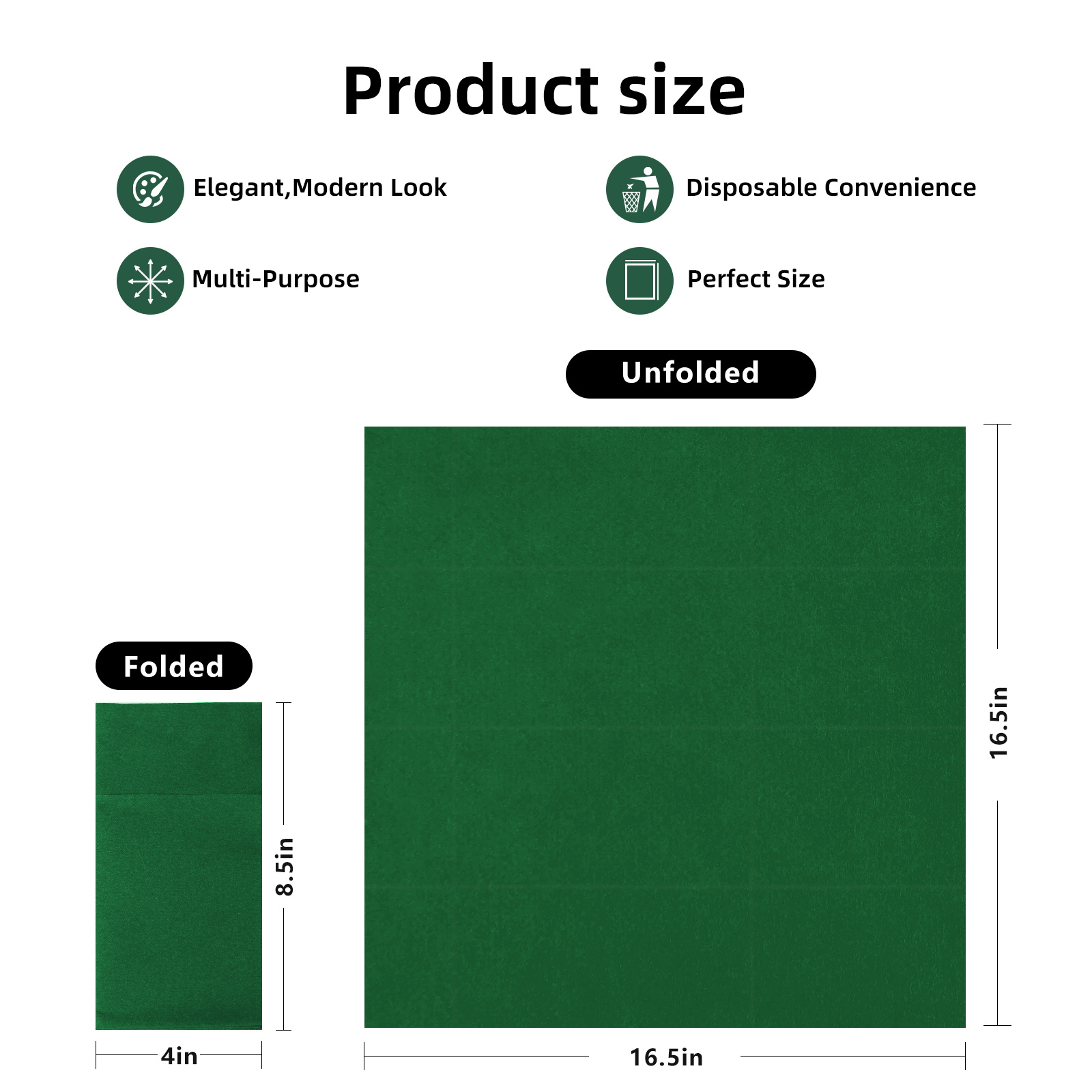 KAMMAK Green Linen-Feel Disposable Dinner Napkins with Pre-folded Pocket