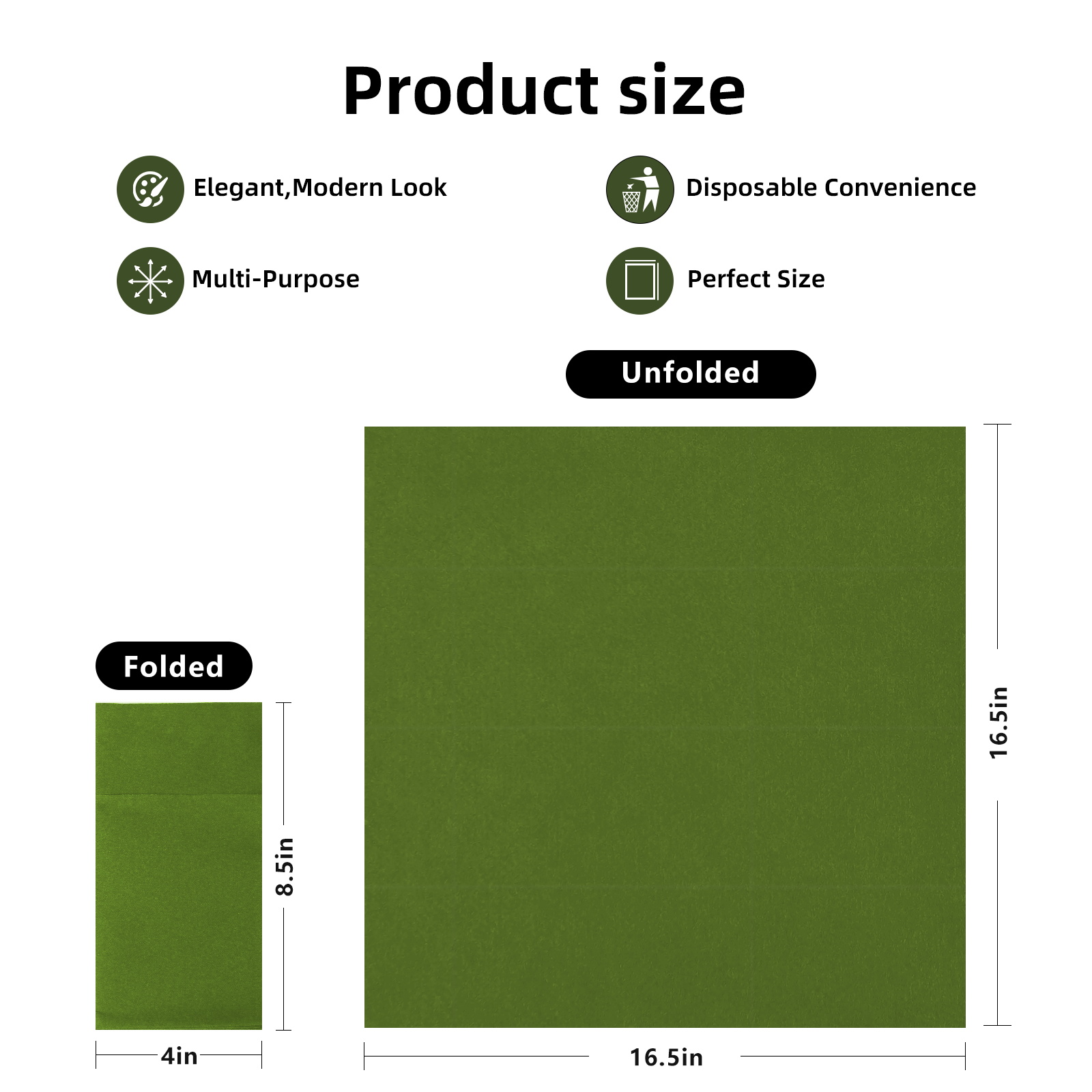 KAMMAK Matcha Green Linen-Feel Disposable Dinner Napkins with Prefolded Pocket