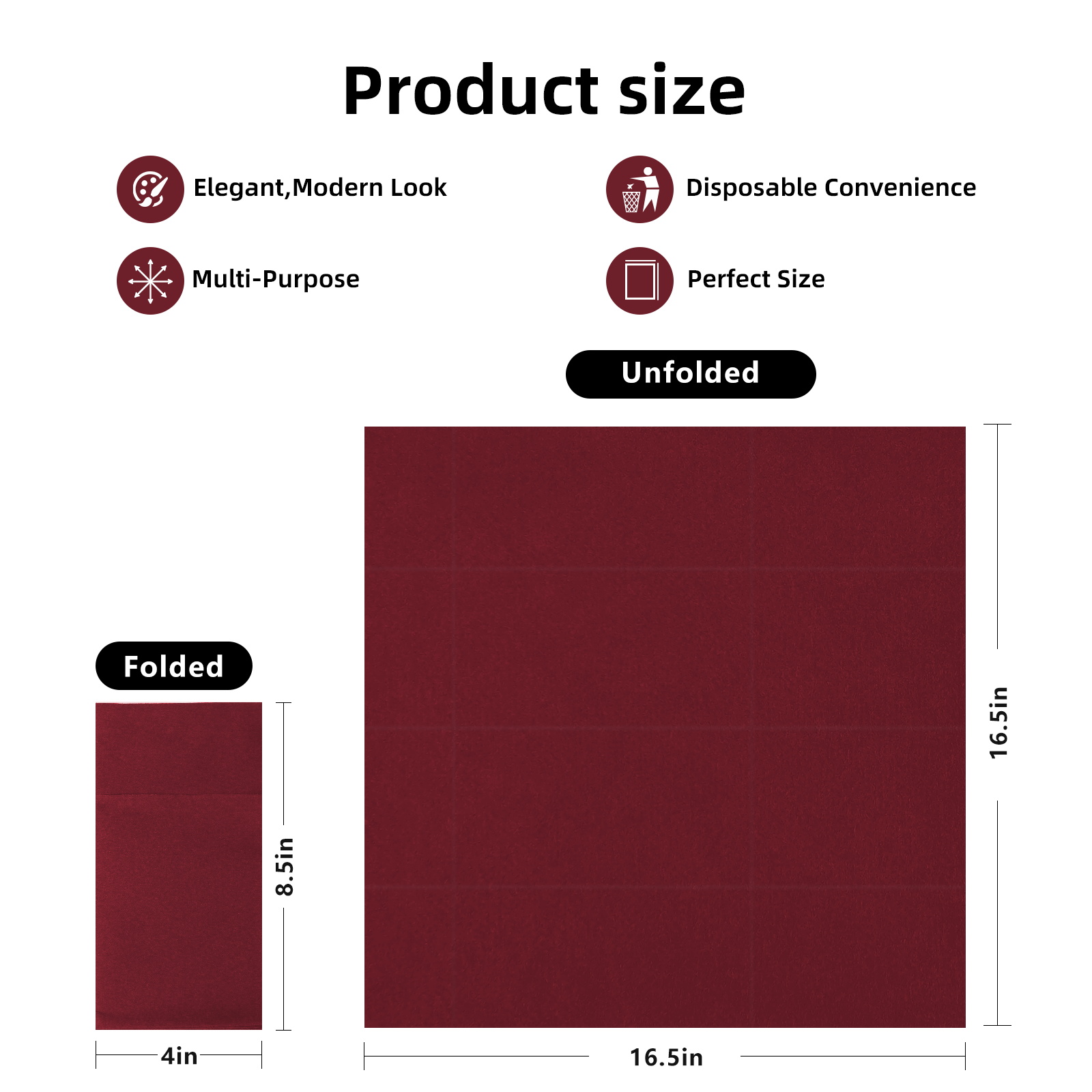 KAMMAK Wine Red Linen-Feel Disposable Dinner Napkins with Prefolded Silverware Pocket