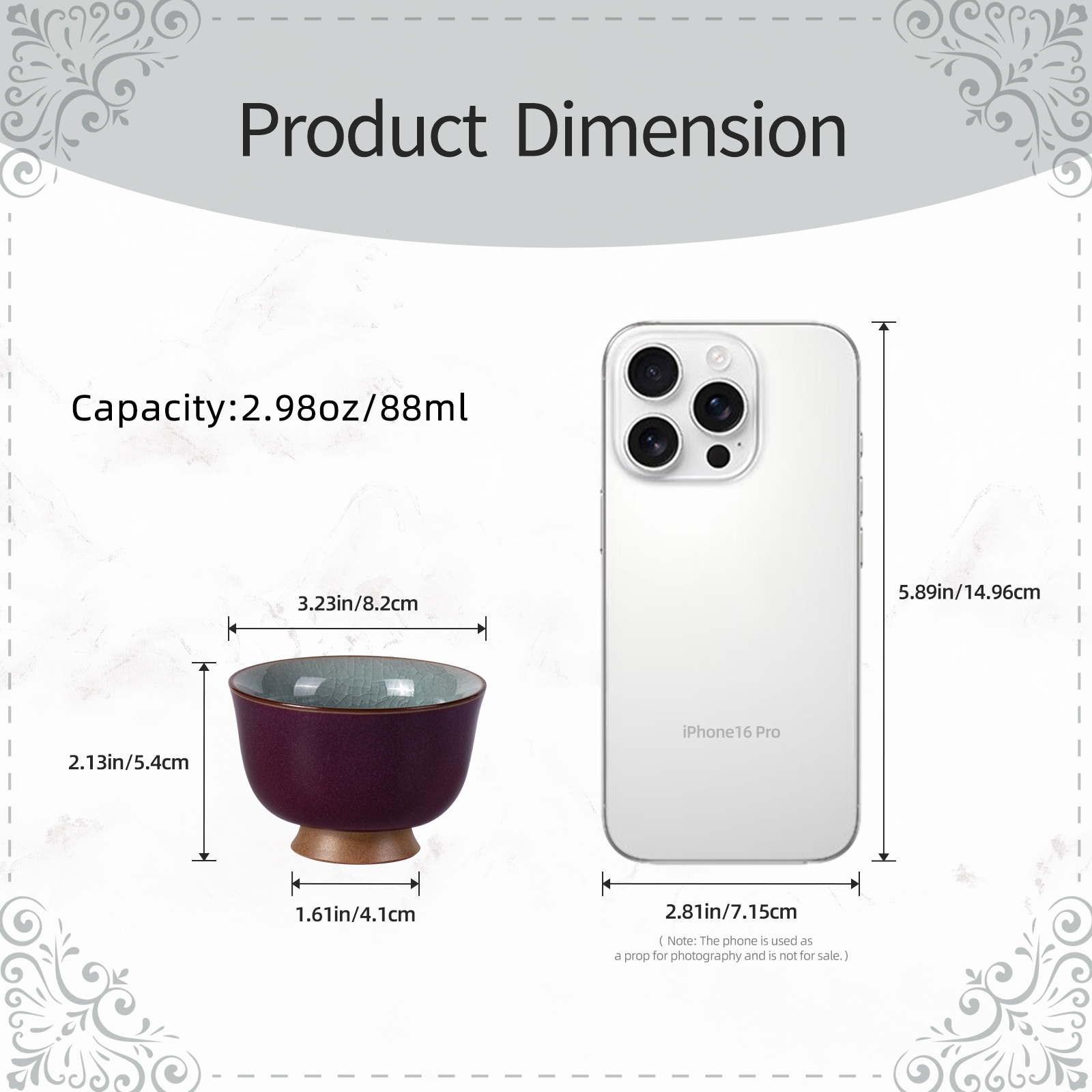 KAMMAK Japanese Crackle Glaze Ceramic Tea Cup Set