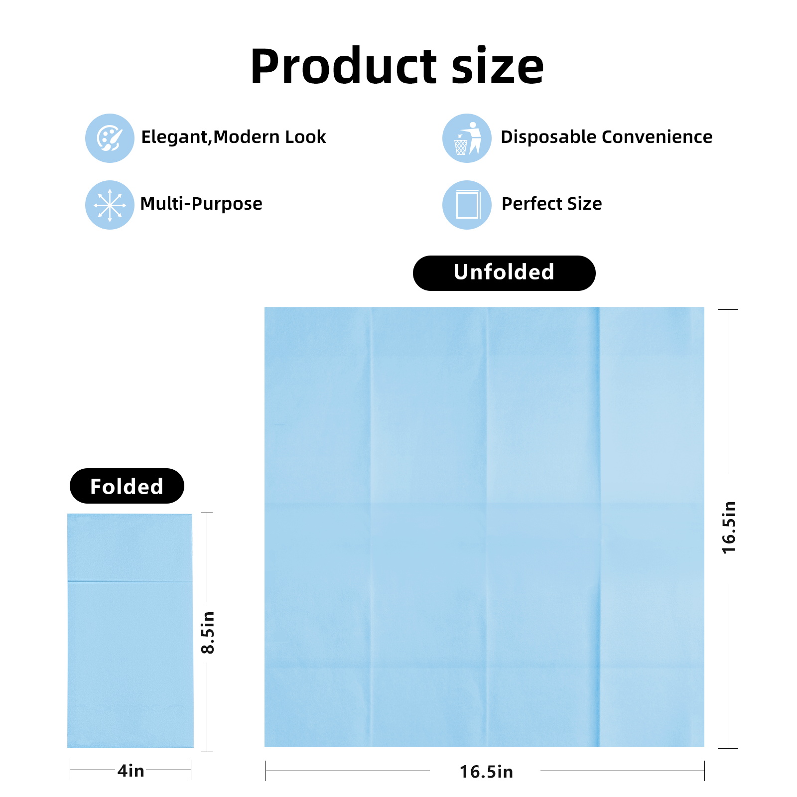 KAMMAK Light Blue Linen-Feel Disposable Dinner Napkins with Pre-folded Pocket