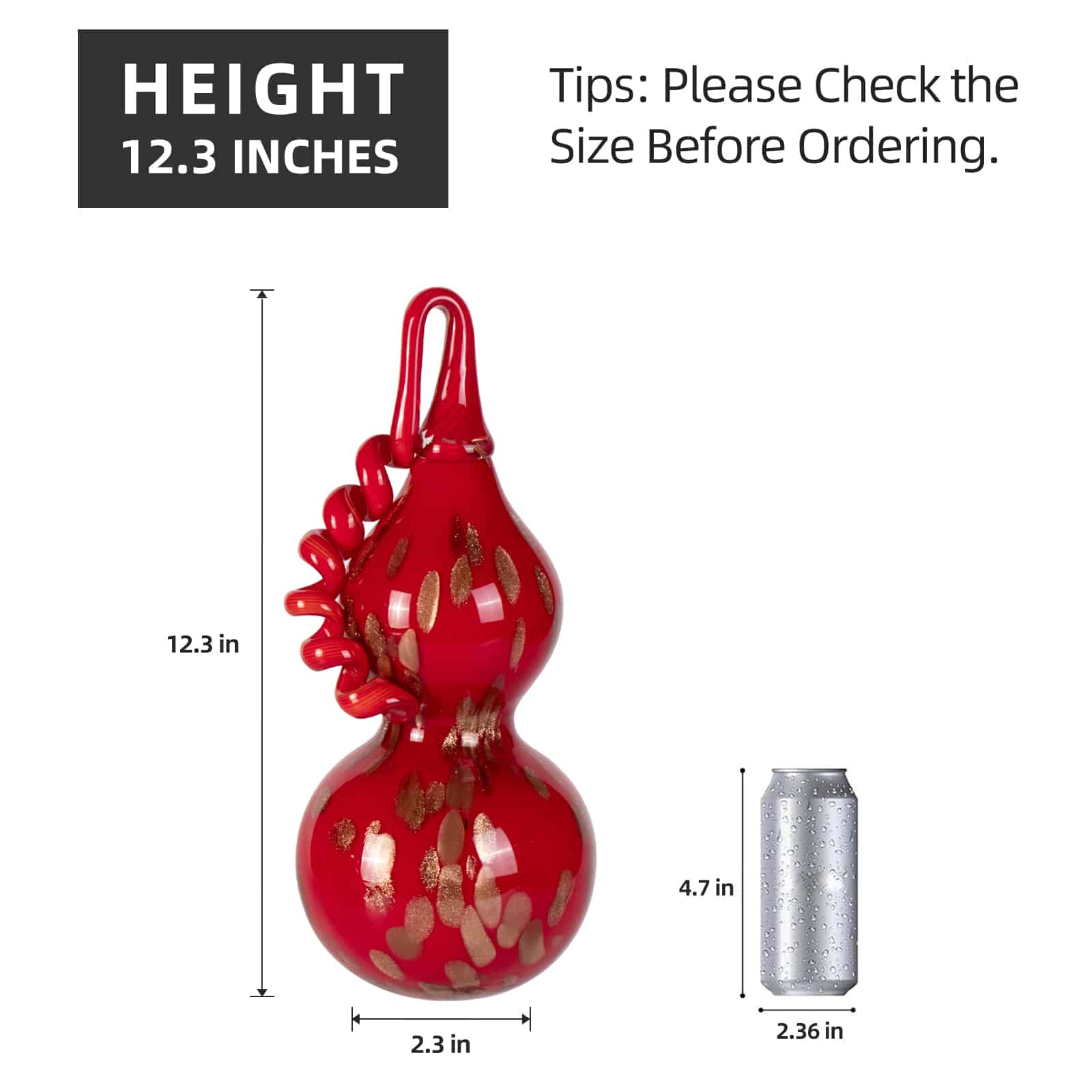 KAMMAK Hand-Blown Fulu Glass Gourd Ornament for Blessings and Prosperity