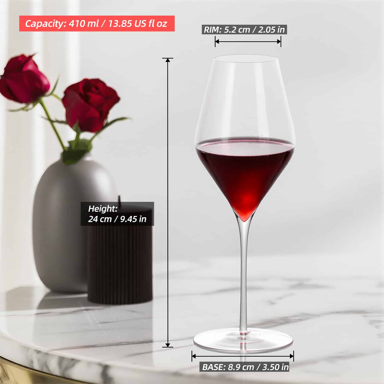 KAMMAK lead-free crystal red wine glasses