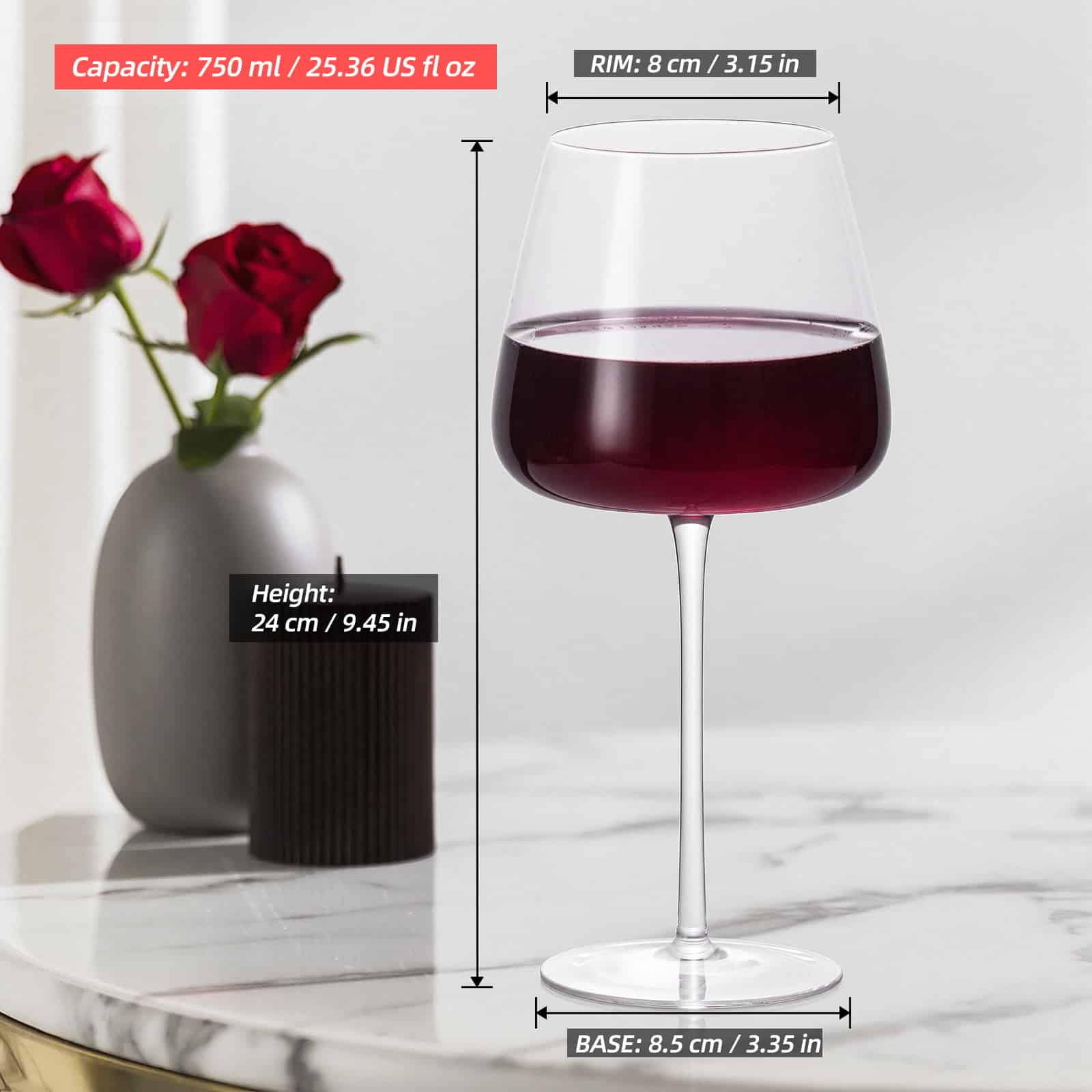 KAMMAK red wine glasses, ergonomic clear glass set