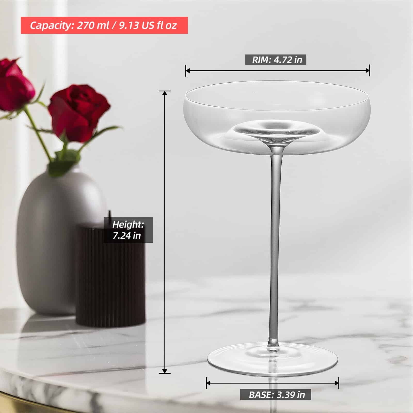 KAMMAK Premium Martini & Cocktail Coupe Glasses, Set of 2