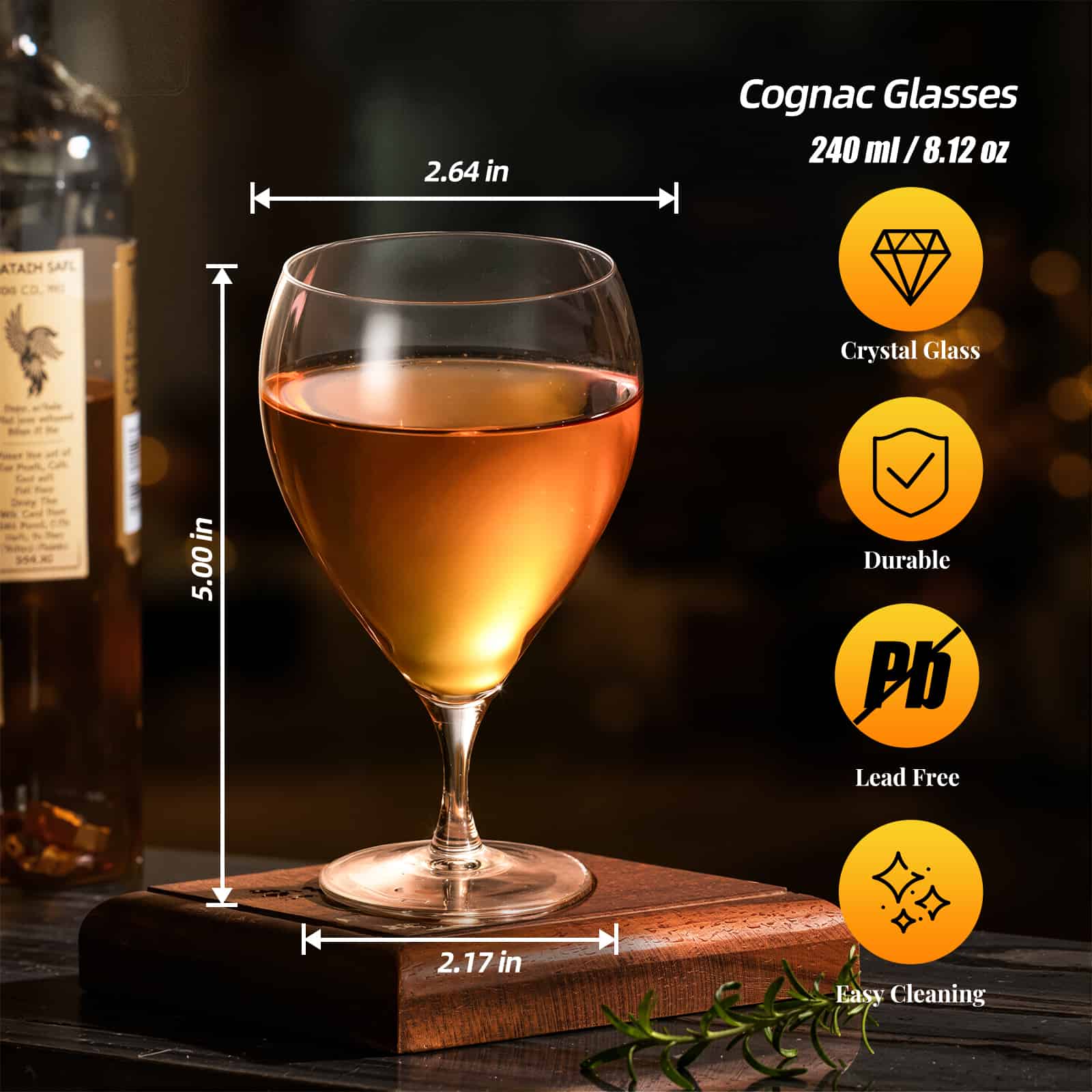 KAMMAK Crystal Brandy Snifters, Set of 2