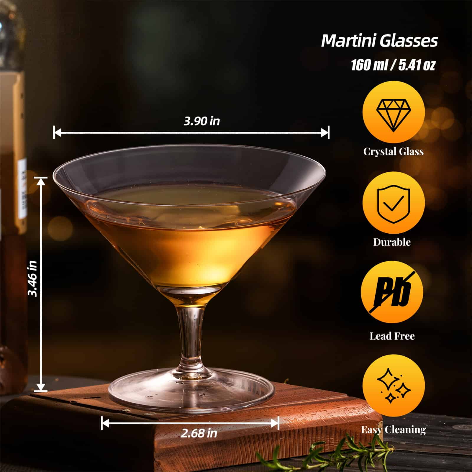 KAMMAK Crystal Martini Coupe Glasses Set of 2