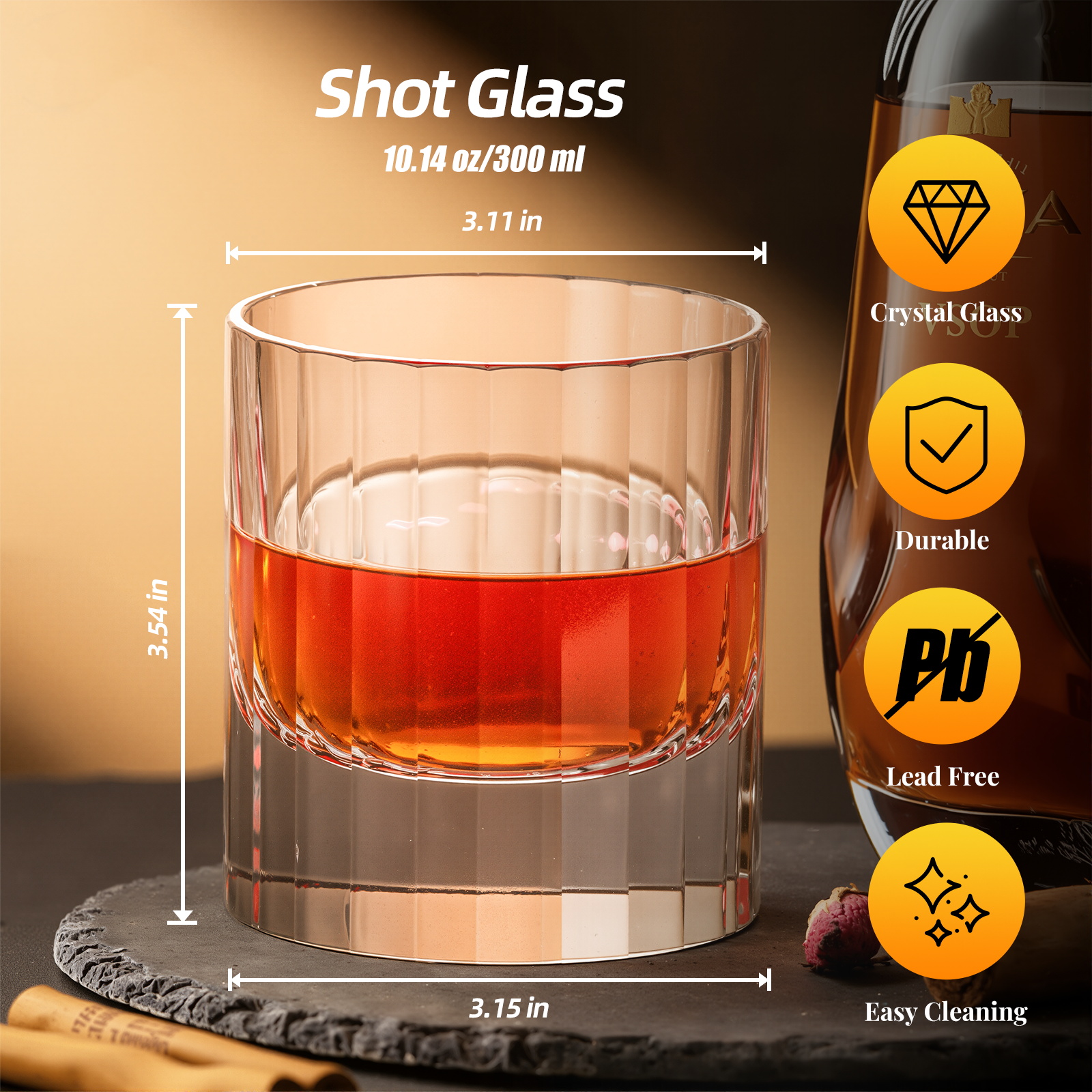 KAMMAK K9 Lead-Free Crystal Whiskey Glass with Weighted Base
