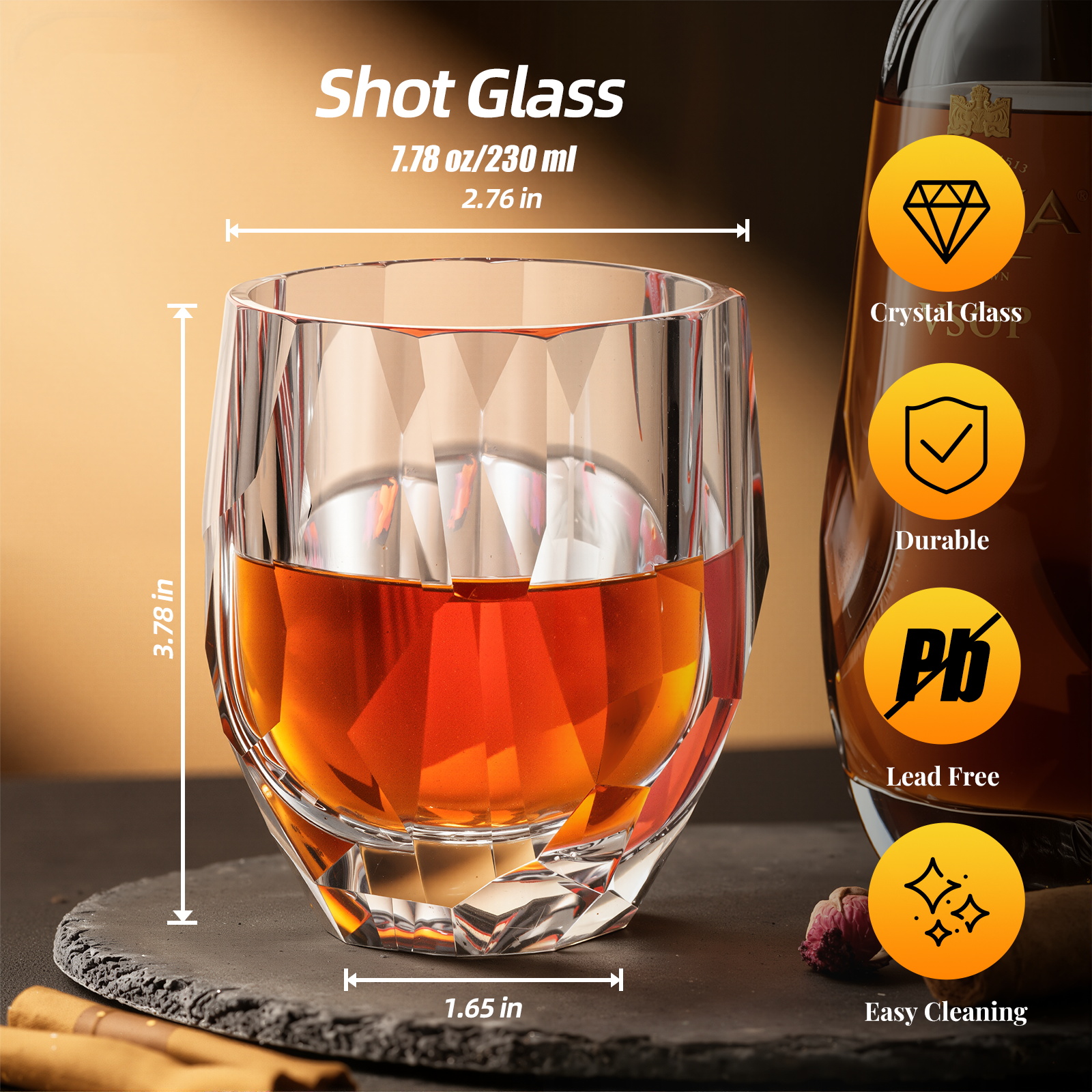 KAMMAK K9 Lead-Free Crystal Whiskey Glass with Weighted Base