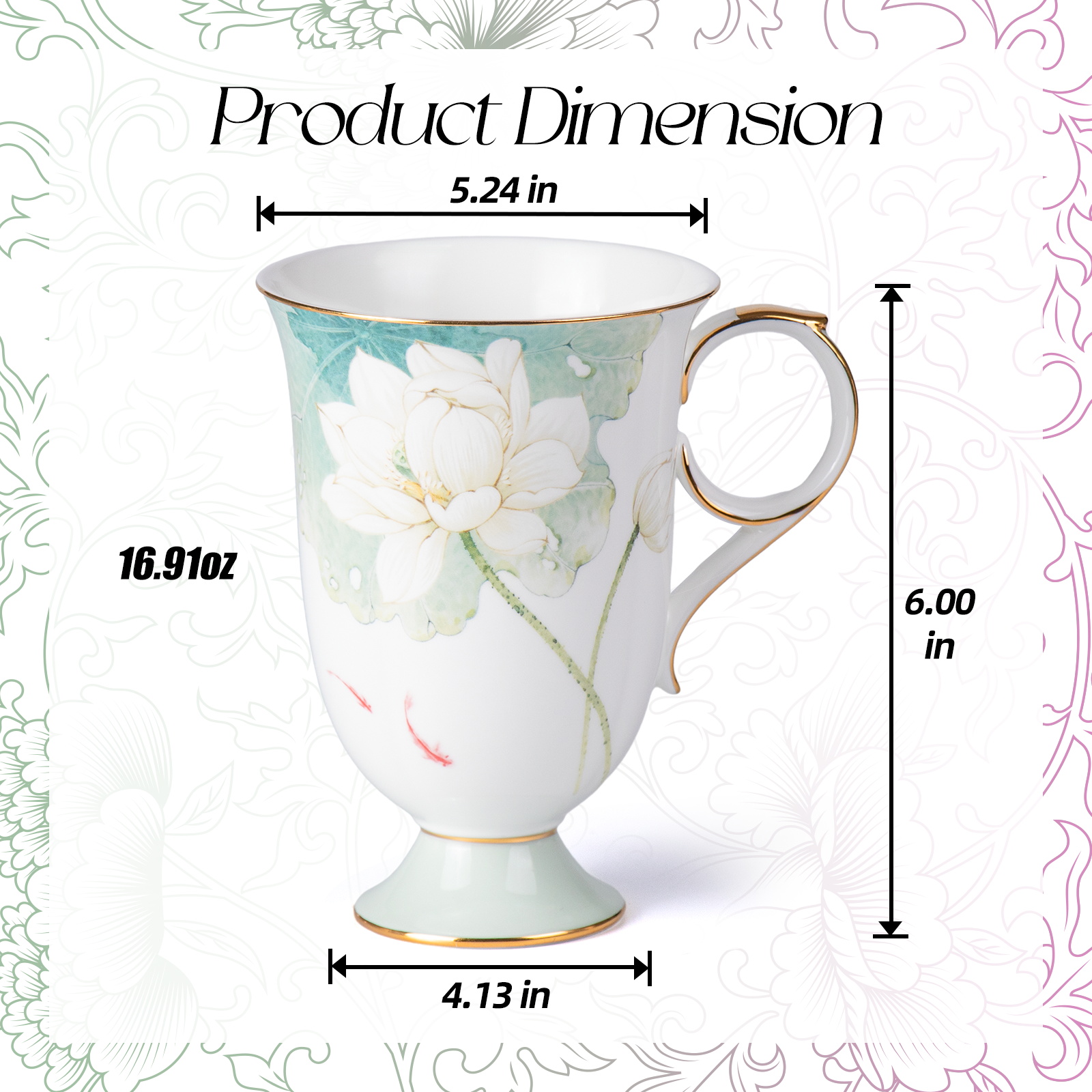 KAMMAK High-Footed Bone China Mug with Gold Detailing