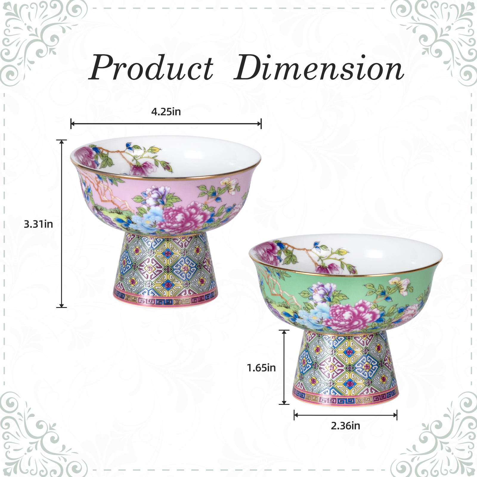 KAMMAK 4-inch Bone China Dessert Bowl with Gold Accents