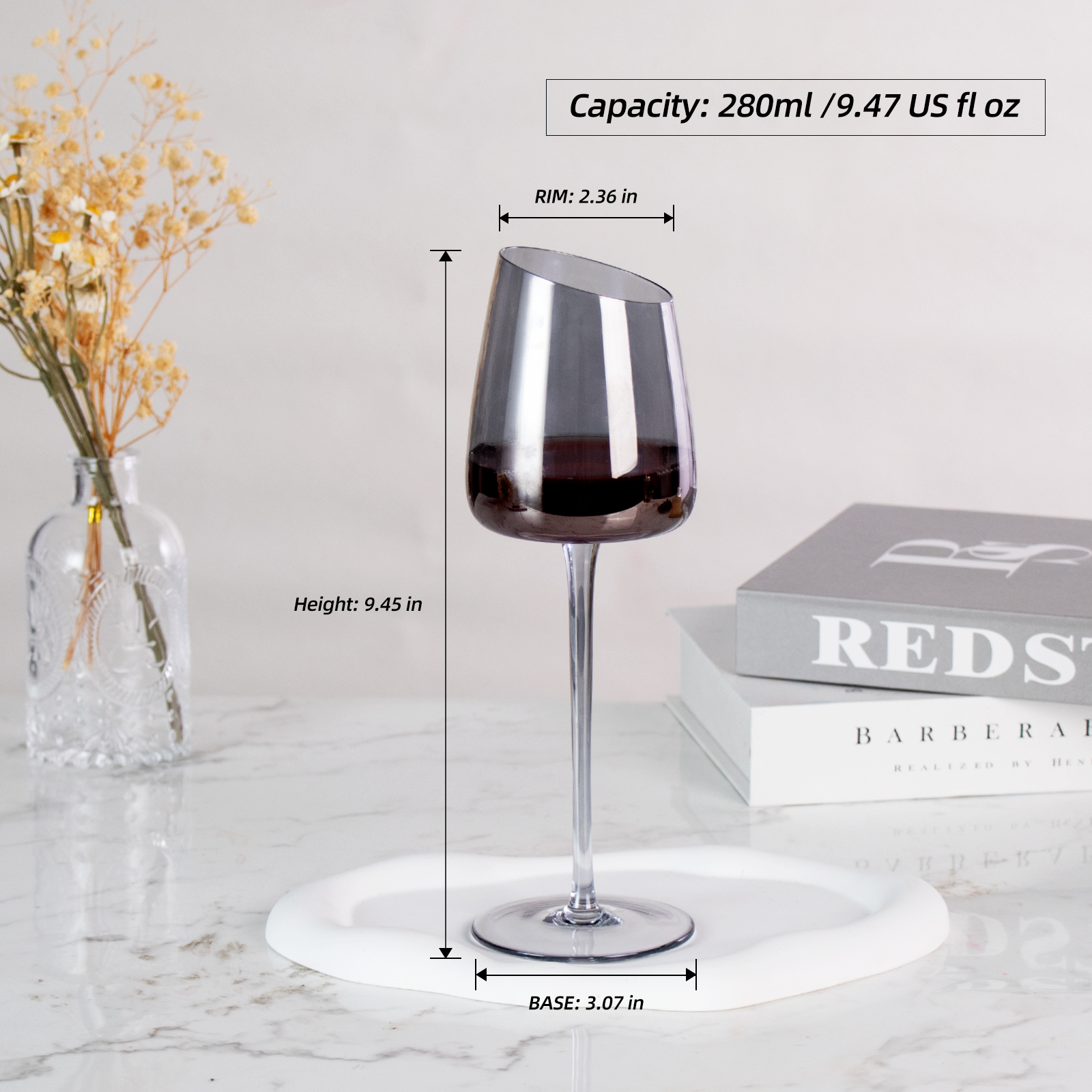 KAMMAK wine glasses set - clear glass goblets for red & white wine
