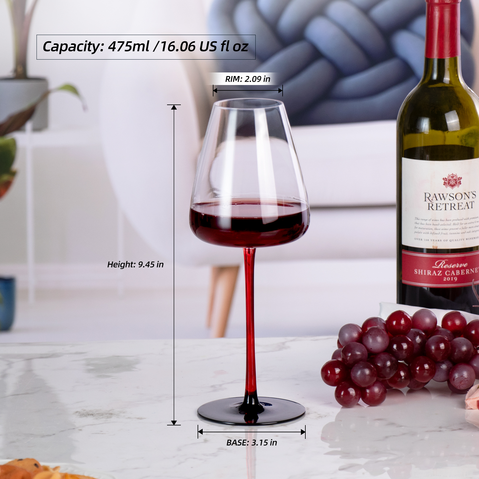 KAMMAK red wine glass set - clear glasses designed for aeration and aroma