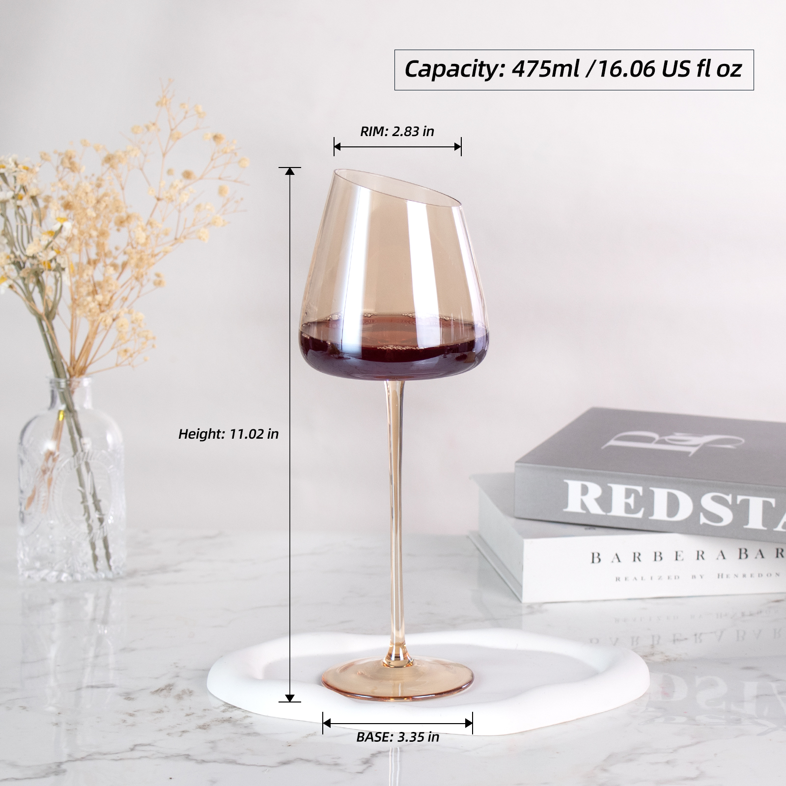 KAMMAK Red Wine Glasses Crystal Set for Home Bar and Celebrations