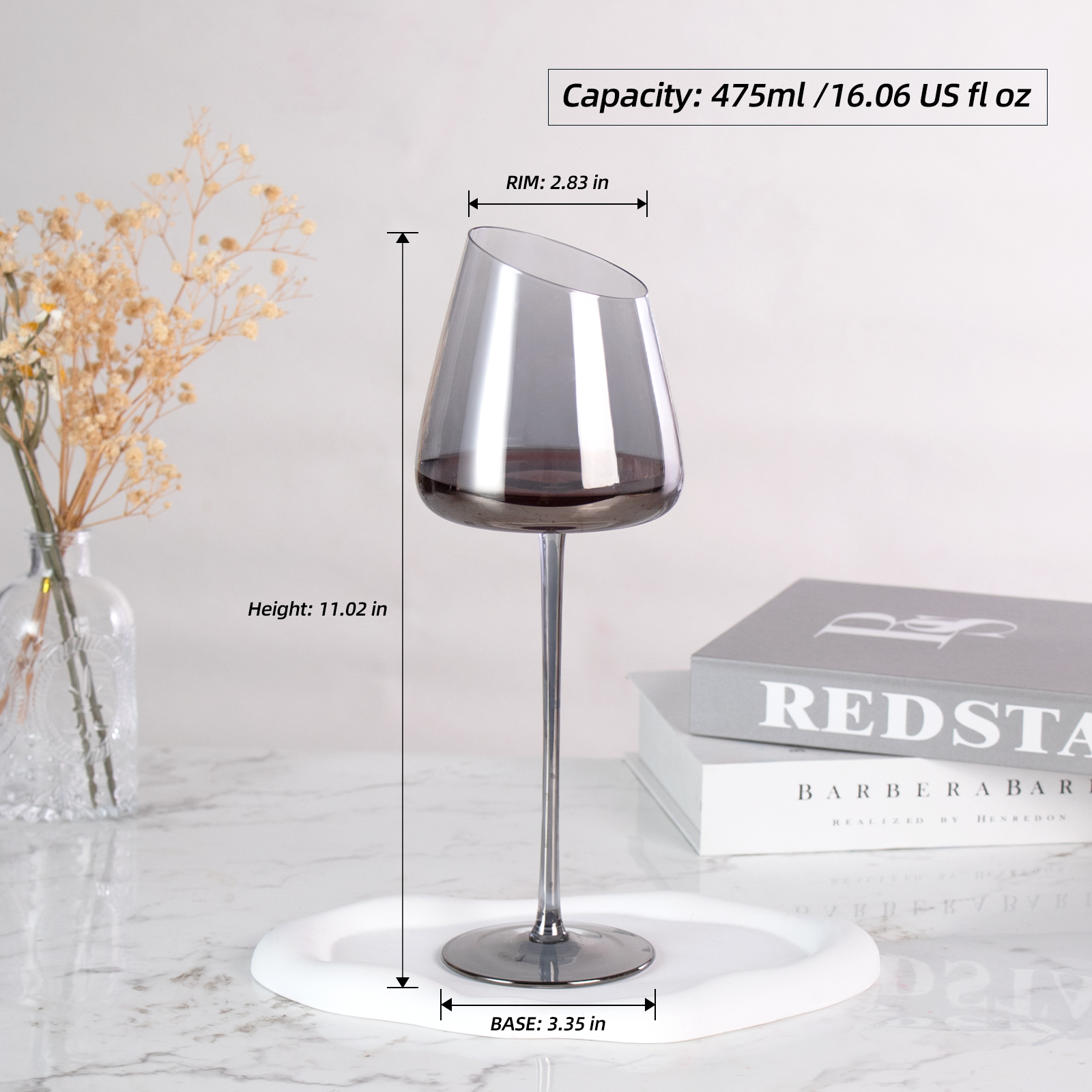 KAMMAK Red Wine Glasses Crystal Set for Home Bar and Events