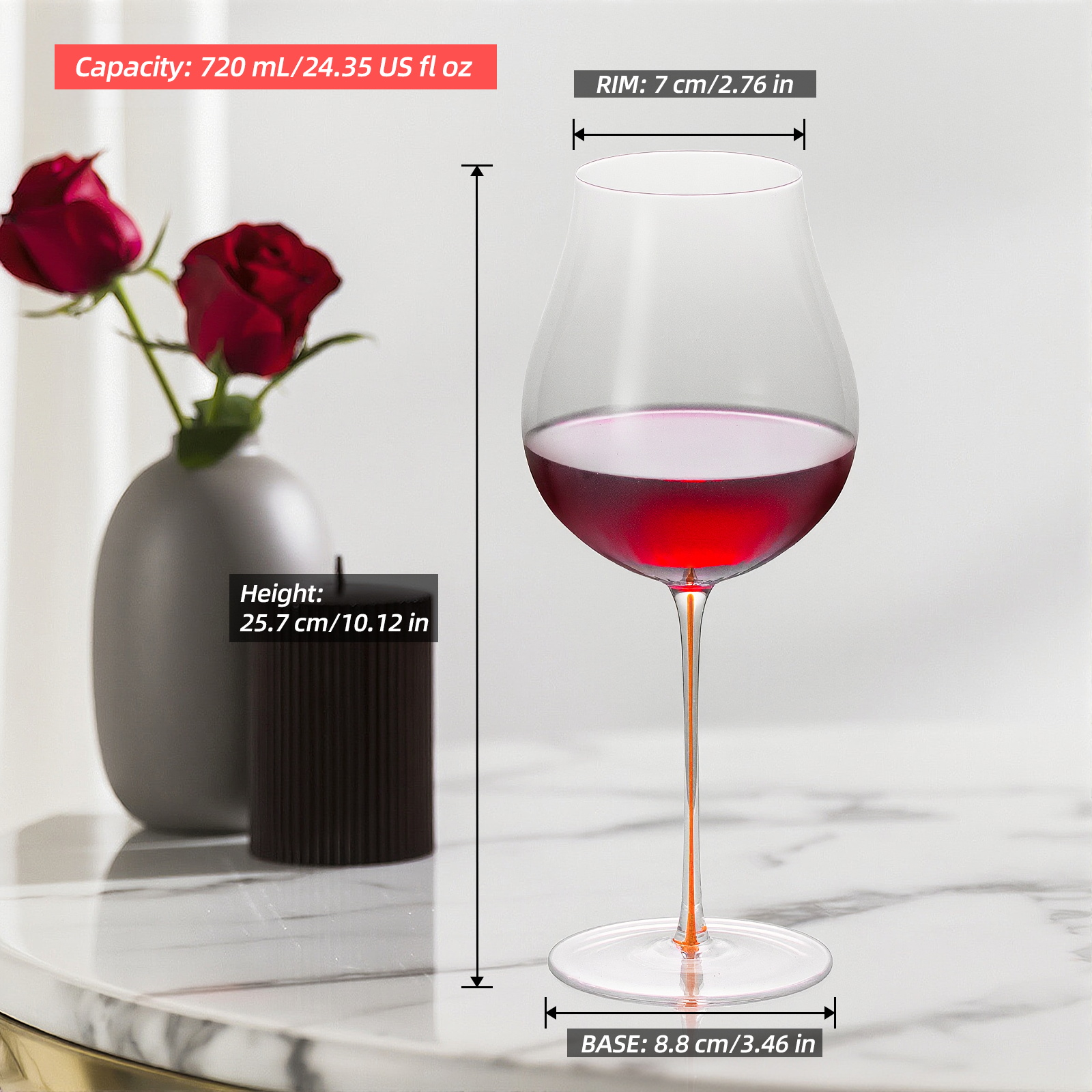 KAMMAK Red Wine Glasses Set - Elegant and Functional Design