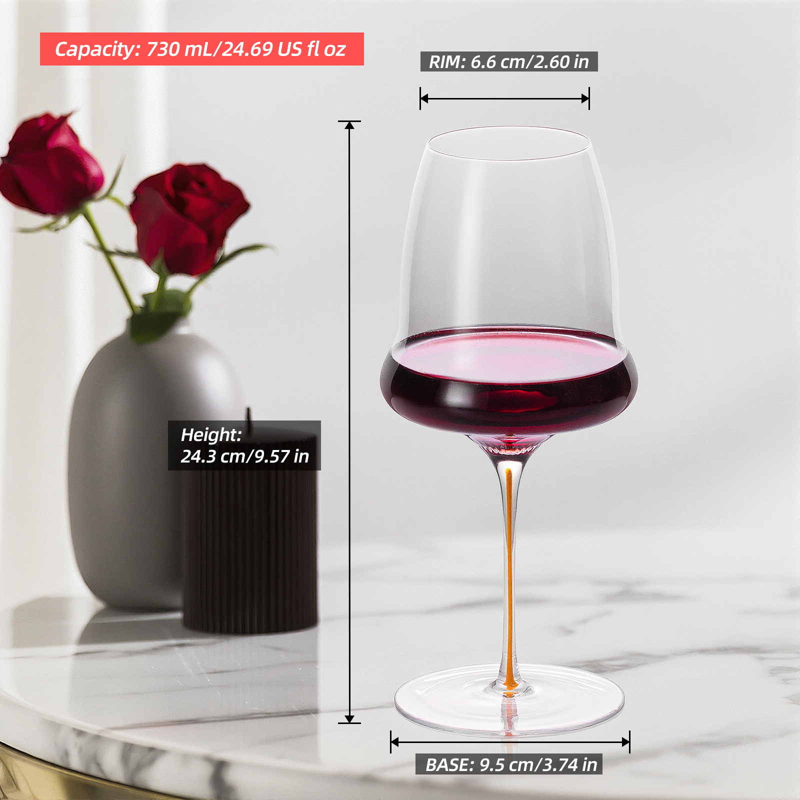 KAMMAK Red Wine Glasses - Crystal Bordeaux Set