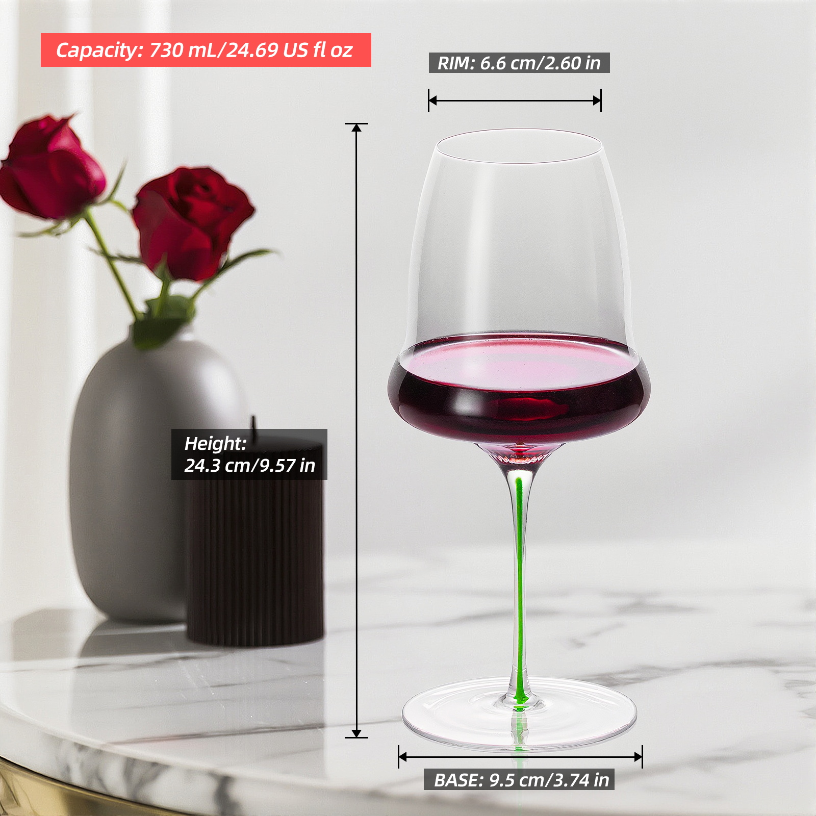 KAMMAK Red Wine Glasses - Crystal Bordeaux Set