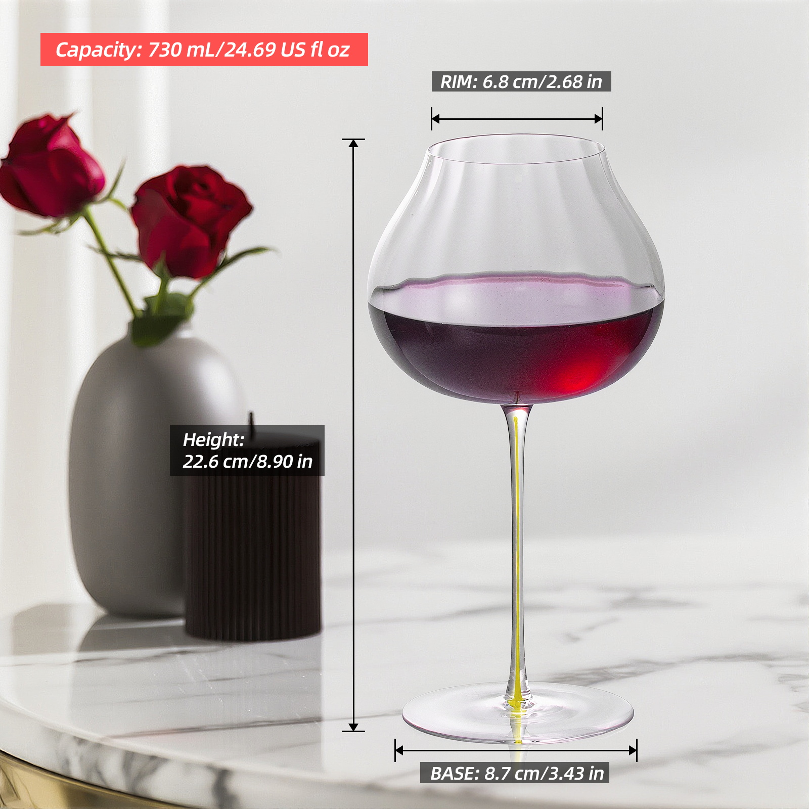 KAMMAK Red Wine Glasses - Crystal Bordeaux Gift Set