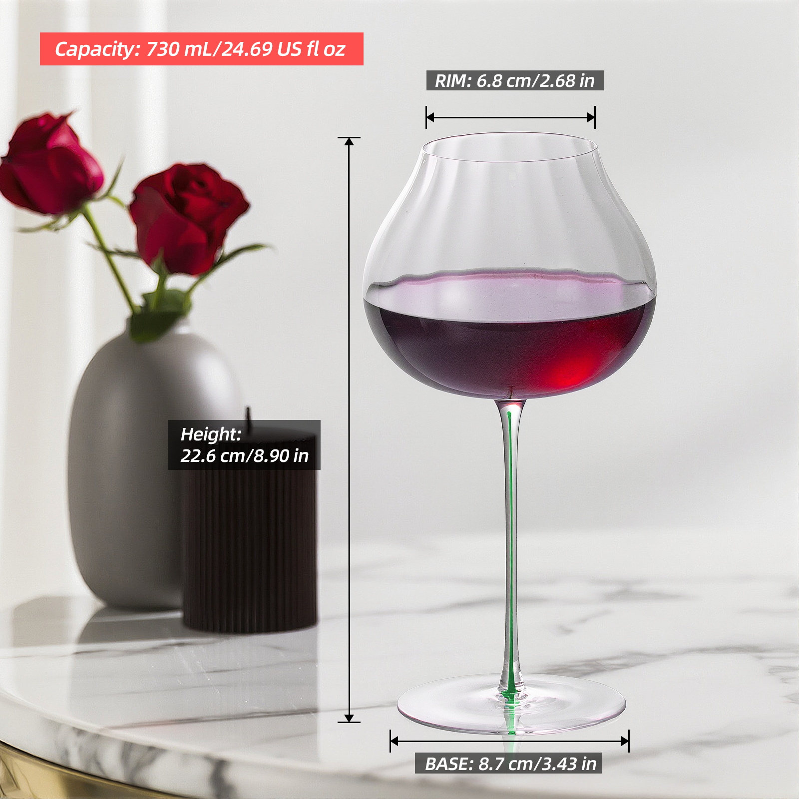 KAMMAK Red Wine Glasses - Crystal Bordeaux Gift Set
