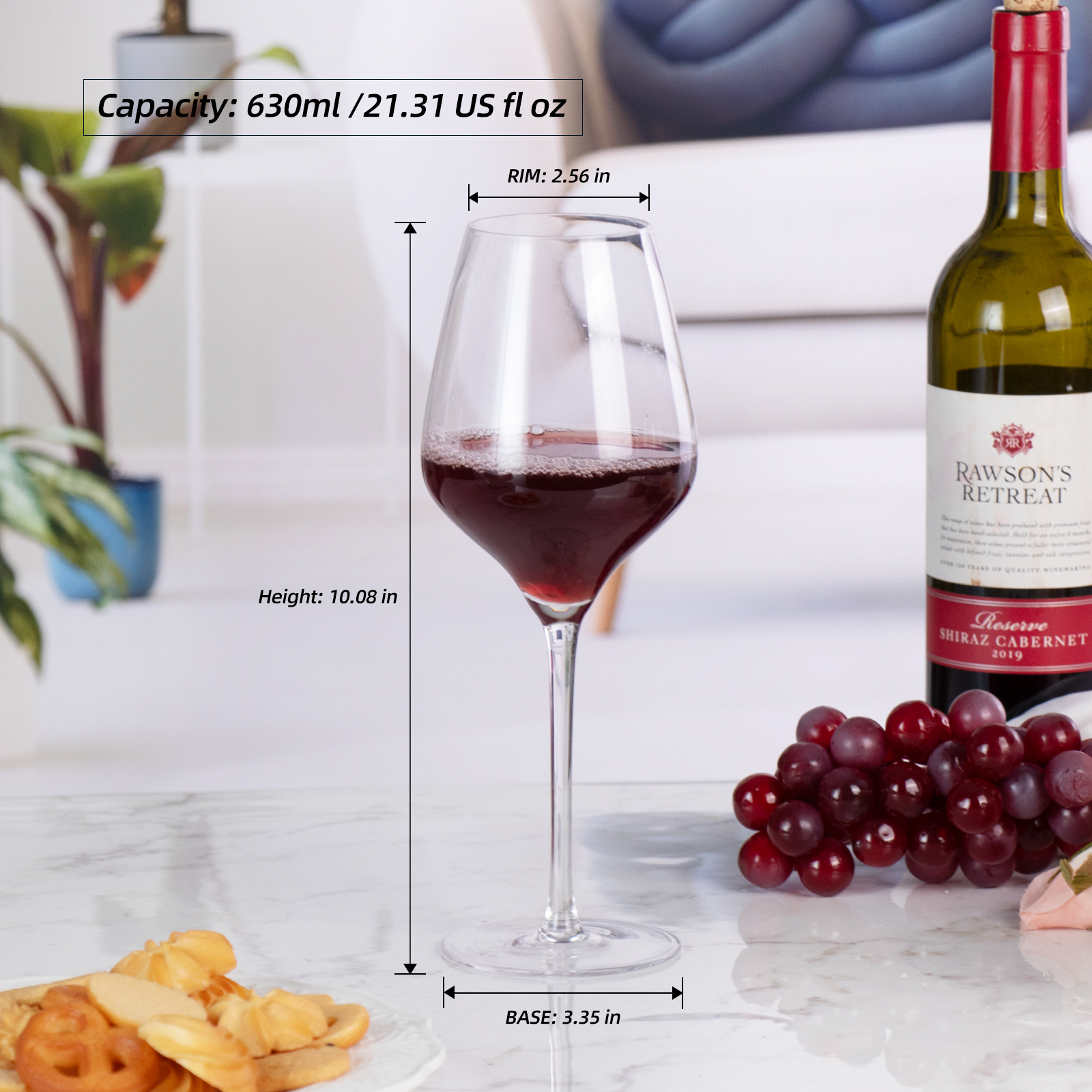 KAMMAK 21oz Crystal Wine Glasses, Set of 2