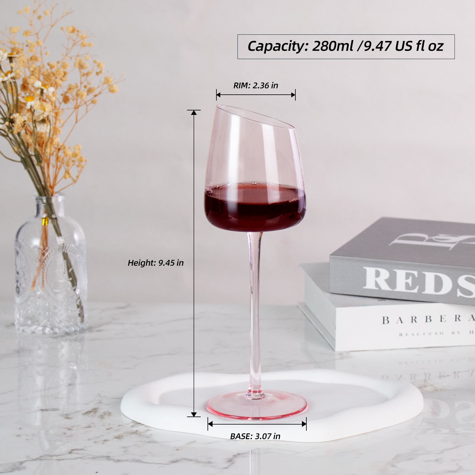 KAMMAK Red and White Wine Glasses, Clear Glass Set