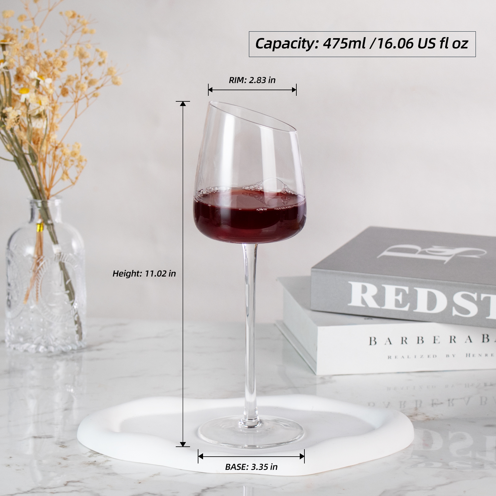 KAMMAK Red Wine Glasses, Crystal Clear Glass Set