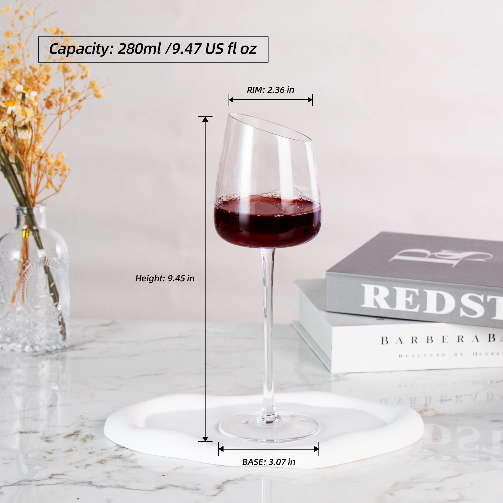 KAMMAK Red Wine Glasses, Crystal Clear Glass Set
