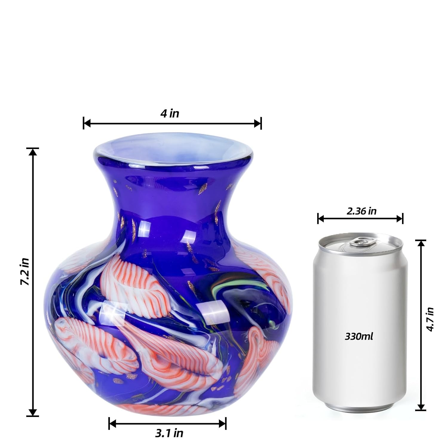 KAMMAK Hand-Blown Purple Art Glass Vase for Modern Home Décor