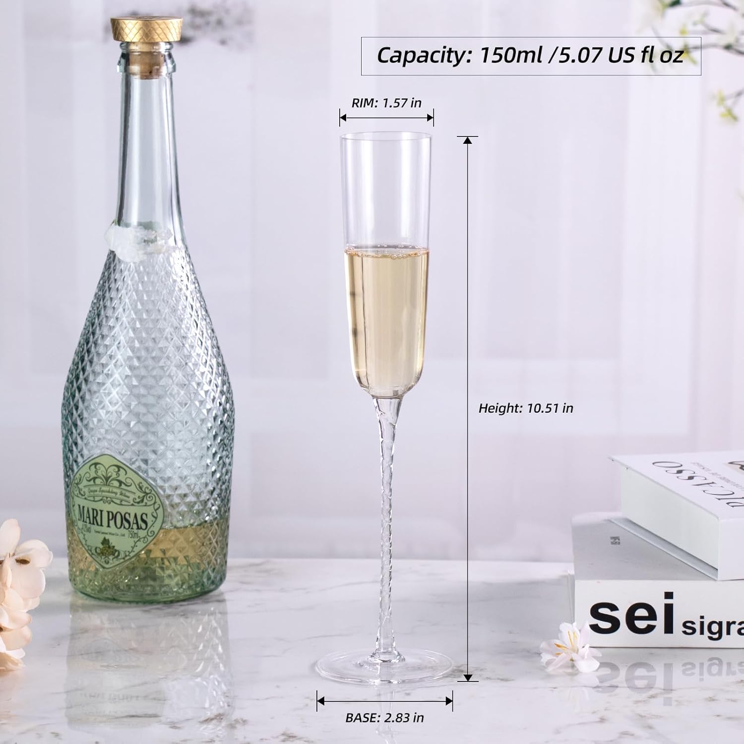 KAMMAK 5oz crystal champagne flutes set of 2