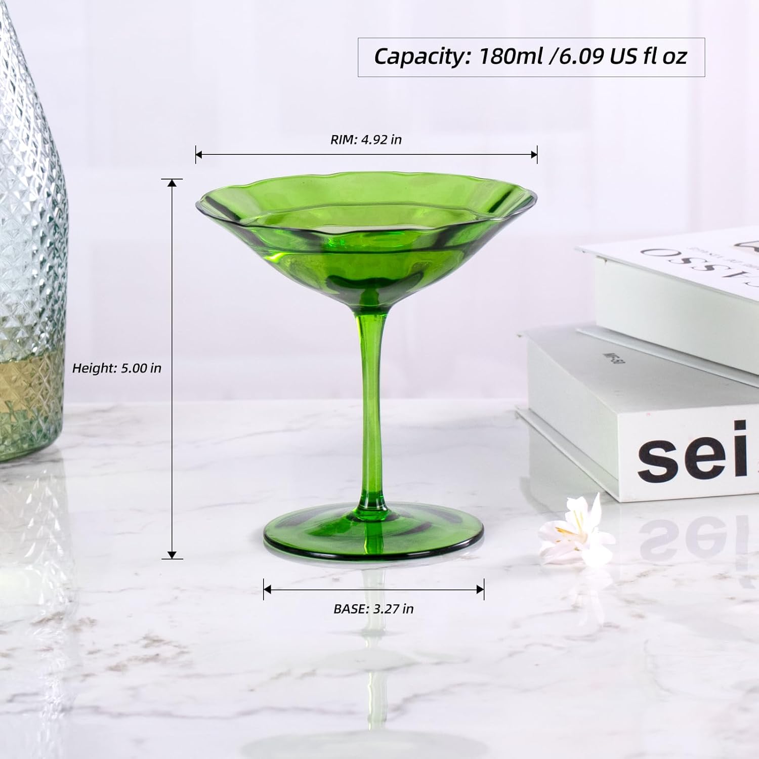 KAMMAK 6.09oz clear crystal martini glasses set of 2