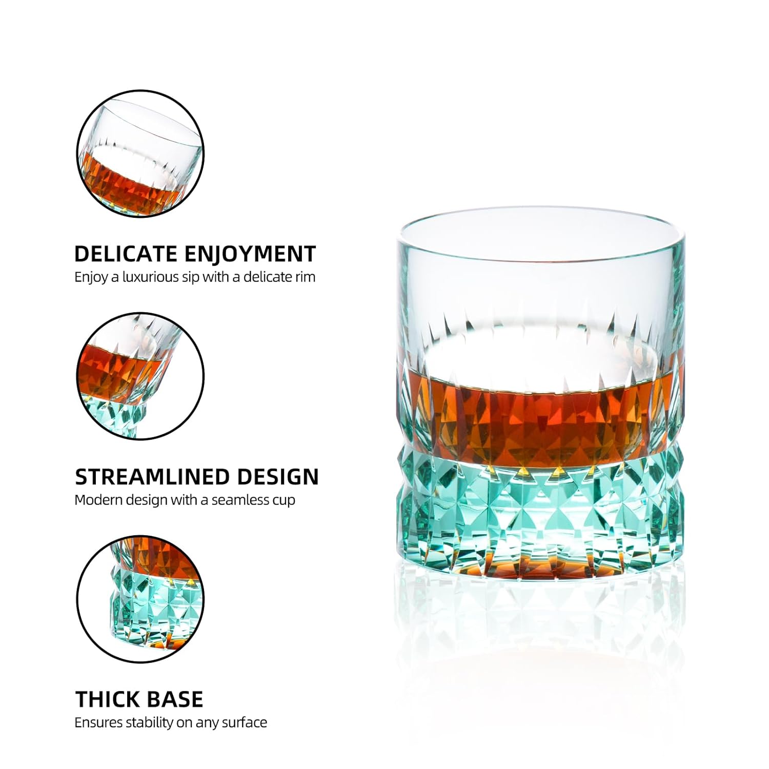 KAMMAK aqua green whiskey glass - detail image 3